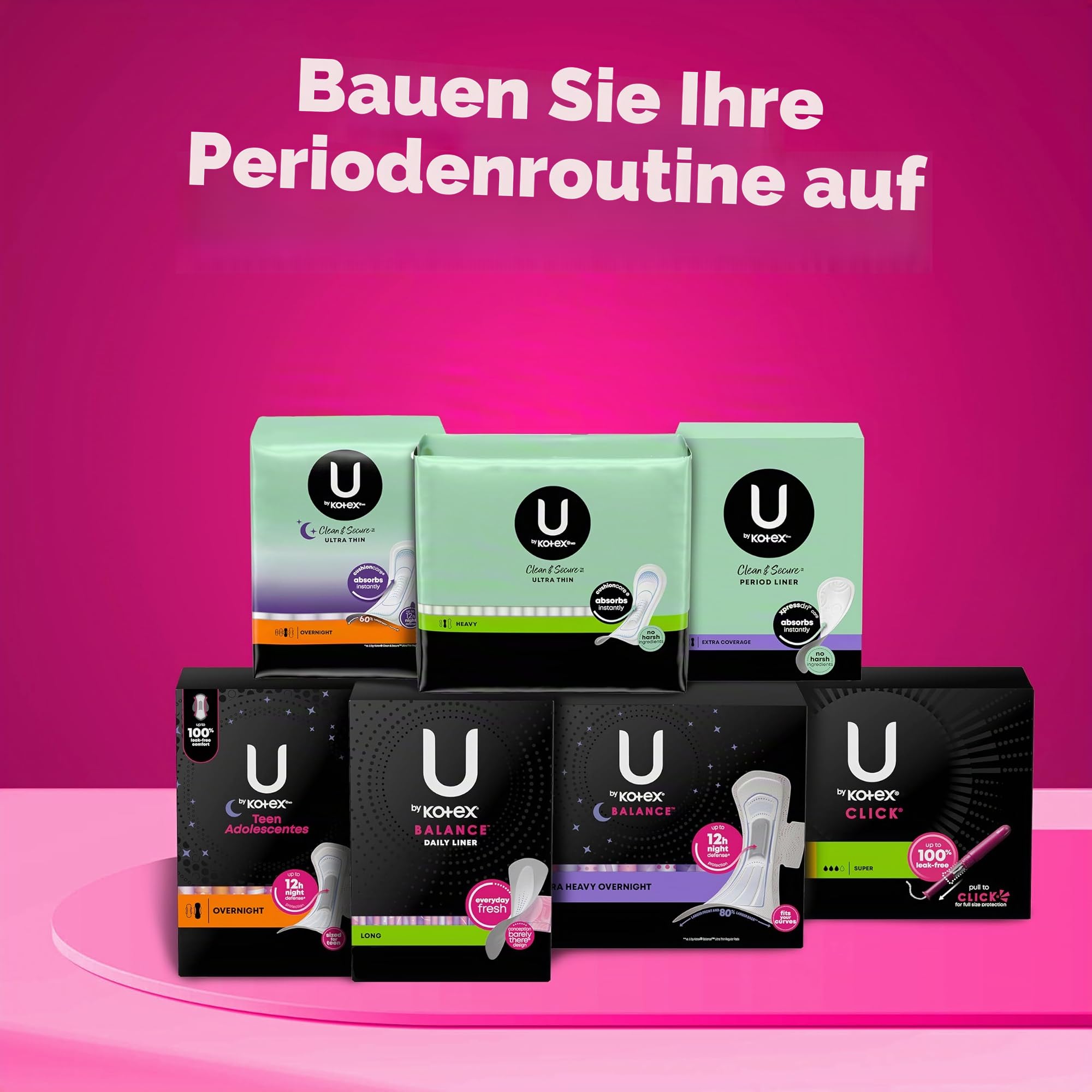 U by Kotex Balance Ultradünne Pads mit Flügeln, starke Saugfähigkeit, 46 Stück (Verpackung kann variieren)