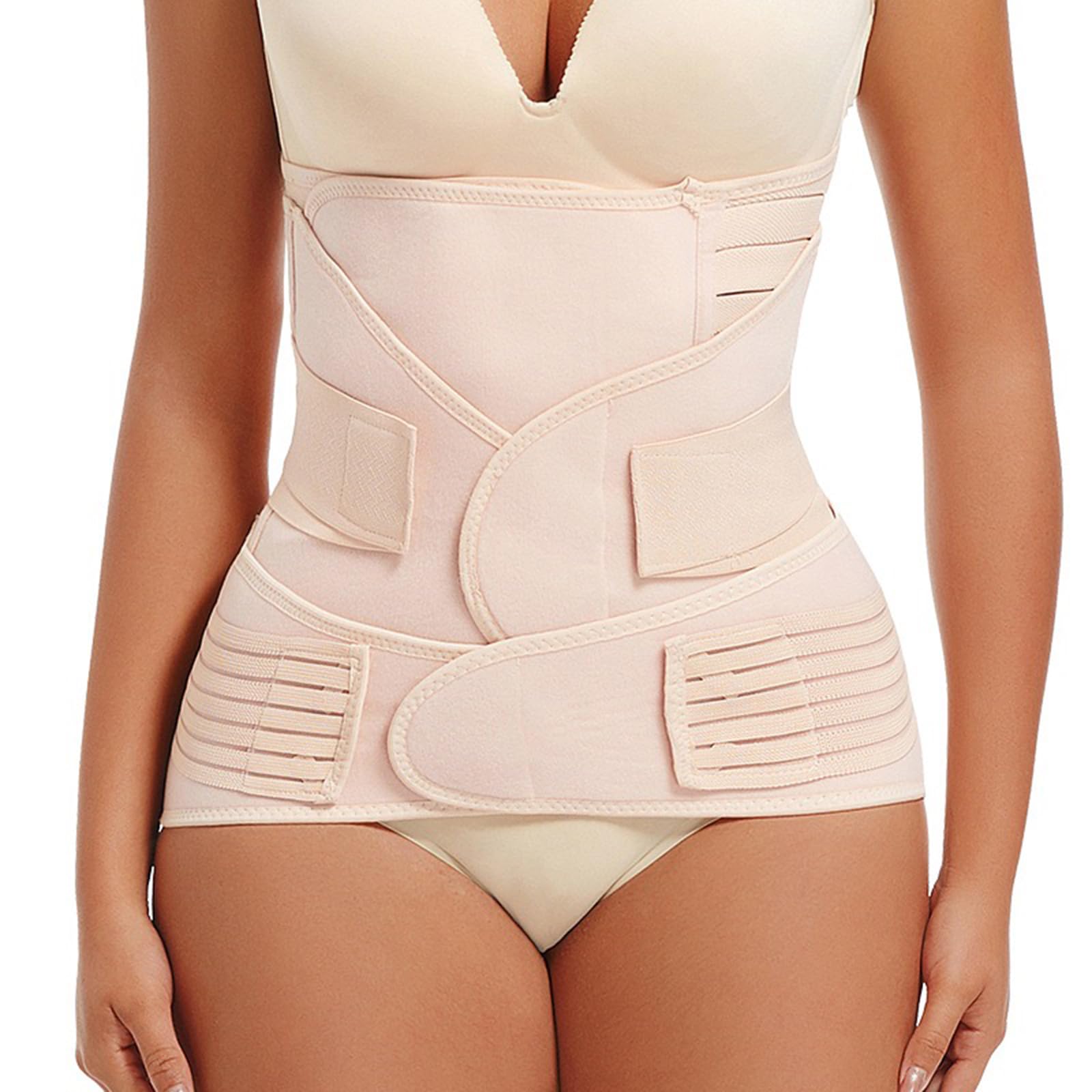 3 en 1 Faja Postparto, Cinturón Post Parto de Pelvis de Banda de Envoltura de Vientre, Cinturón Abdominal Mujer, Fajas de Recuperación Cesarea para Vientre Cintura Pelvis (Beige, X-Large)