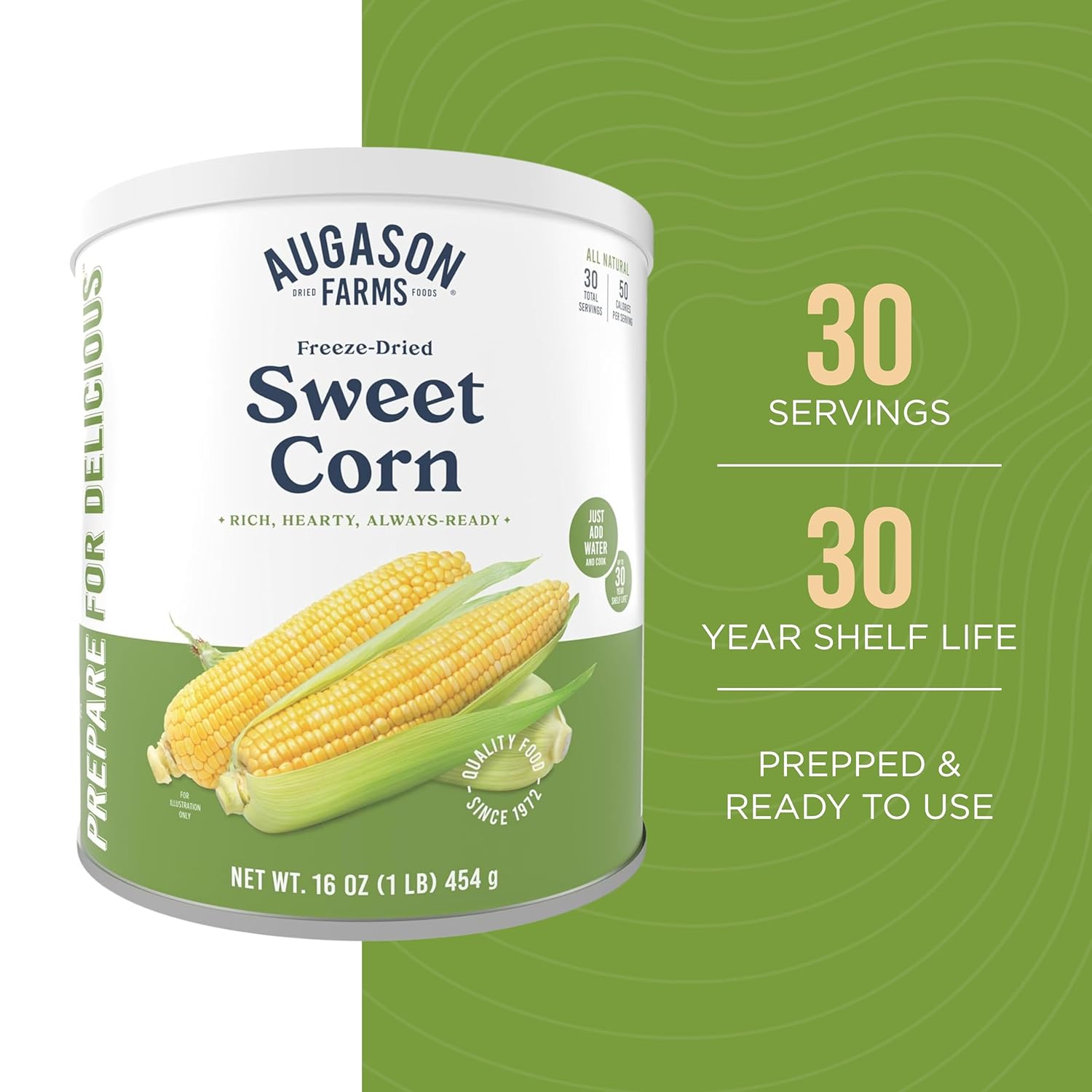 Augason Farms Freeze-Dried Sweet Corn Emergency Food Supply, 30 Servings, 30 Year Shelf Life, Great for Cooking, Side Dishes, and Snacks - Dehydrated Meals, Survival Food Camping Essentials Can