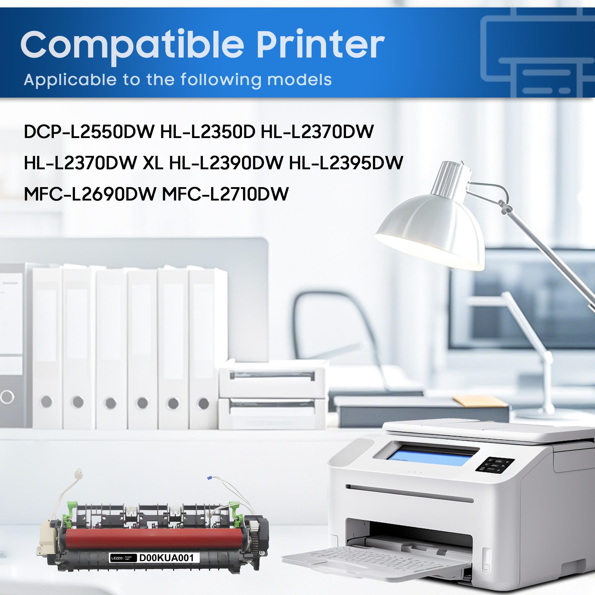 D00KUA001 D00YTK001 Fuser Unit 1-Pack Replacement for Brother D00KUA001 D00YTK001 Fuser Unit for DCP-L2550DW HL-L2350DW HL-L2370DW MFC-L2690DW MFC-L2710DW MFC-L2750DW XL Printers(110V)
