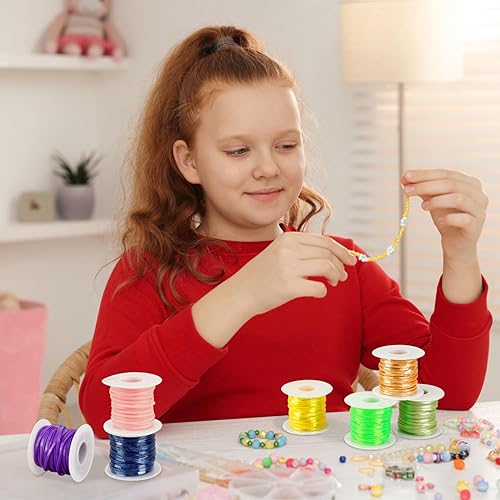 Miniatura 4 de KAMJUNTAR Kit de cuerda de cordón, 30 rollos de cuerda de plástico para cordones de plástico, 6 cuerdas de plástico para pulseras de amistad,
