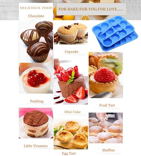 Miniatura 7 de Juego de moldes de silicona para magdalenas, antiadherentes, 12 tazas y mini 24 tazas, moldes de silicona para hornear, lata para muffins sin BPA
