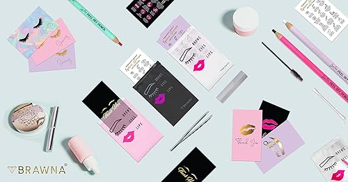 Miniatura 2 de BRAWNA Microblading Bolsas de cuidado posterior y tarjetas de agradecimiento Bolsas de cuidado posterior PMU - Juego de suministros de microblading,
