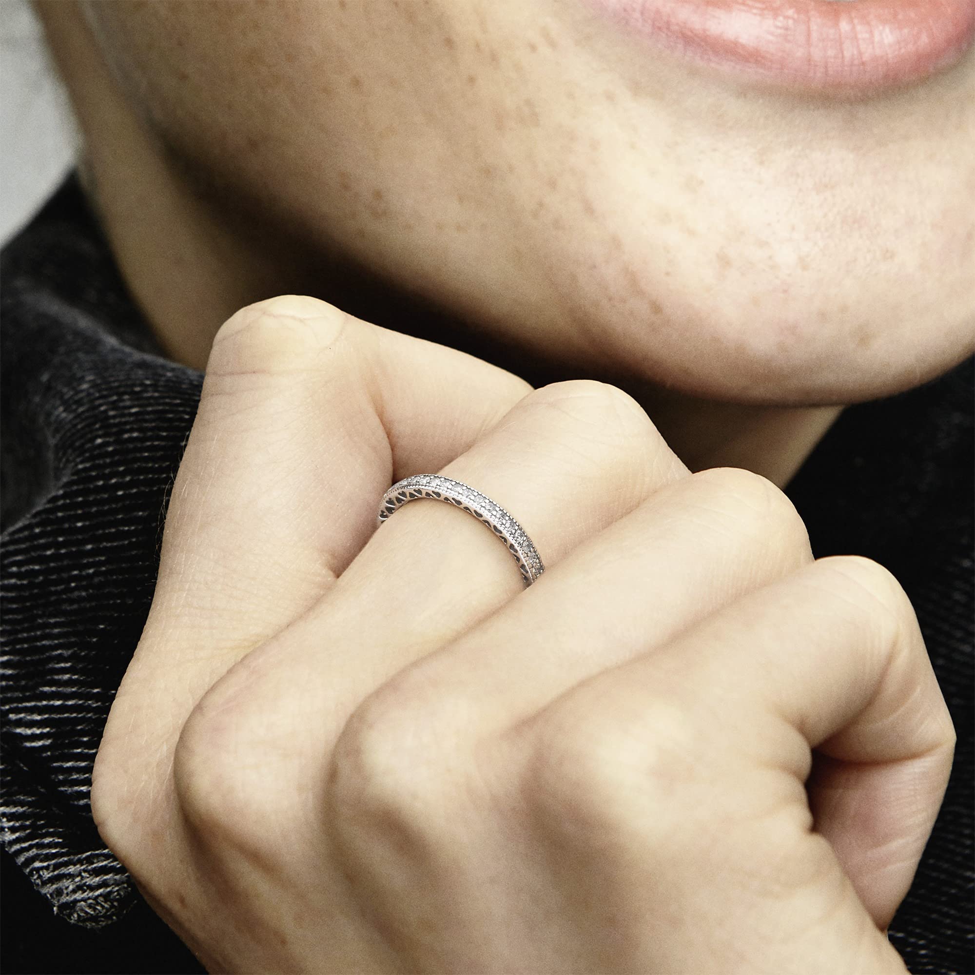 Pandora Signature Ring Funkeln und Herzen, Silber, mit klarem Cubic Zirkonia
