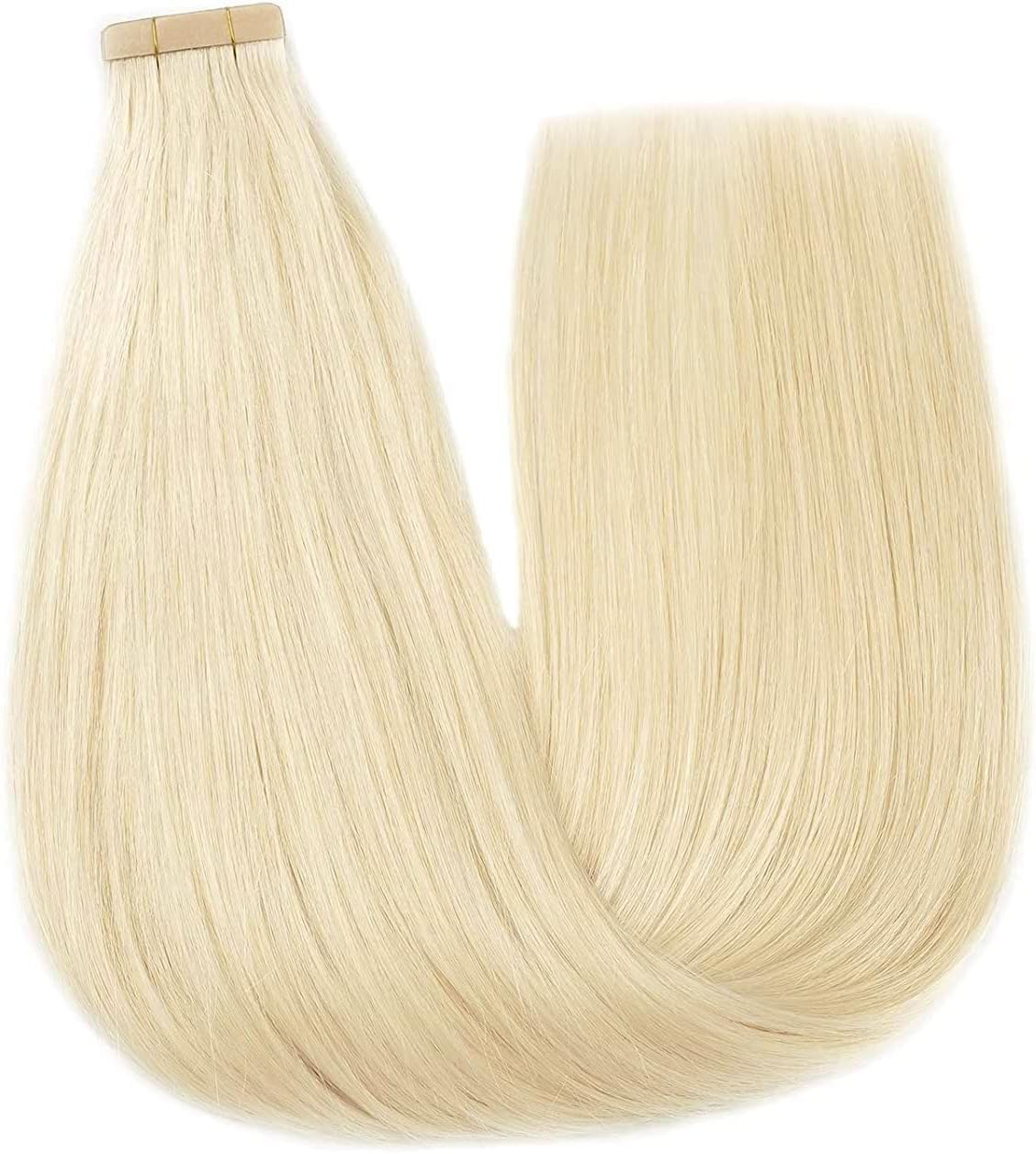 Hotlulana Extension Capelli Veri Biadesivo Biondo Platino(#60) Extension Capelli Veri 18Pollici 20pcs 45cm 40g Invisible Extension Biadesive Capelli Veri Remy Skin Weft Tape in Hair Extensions.