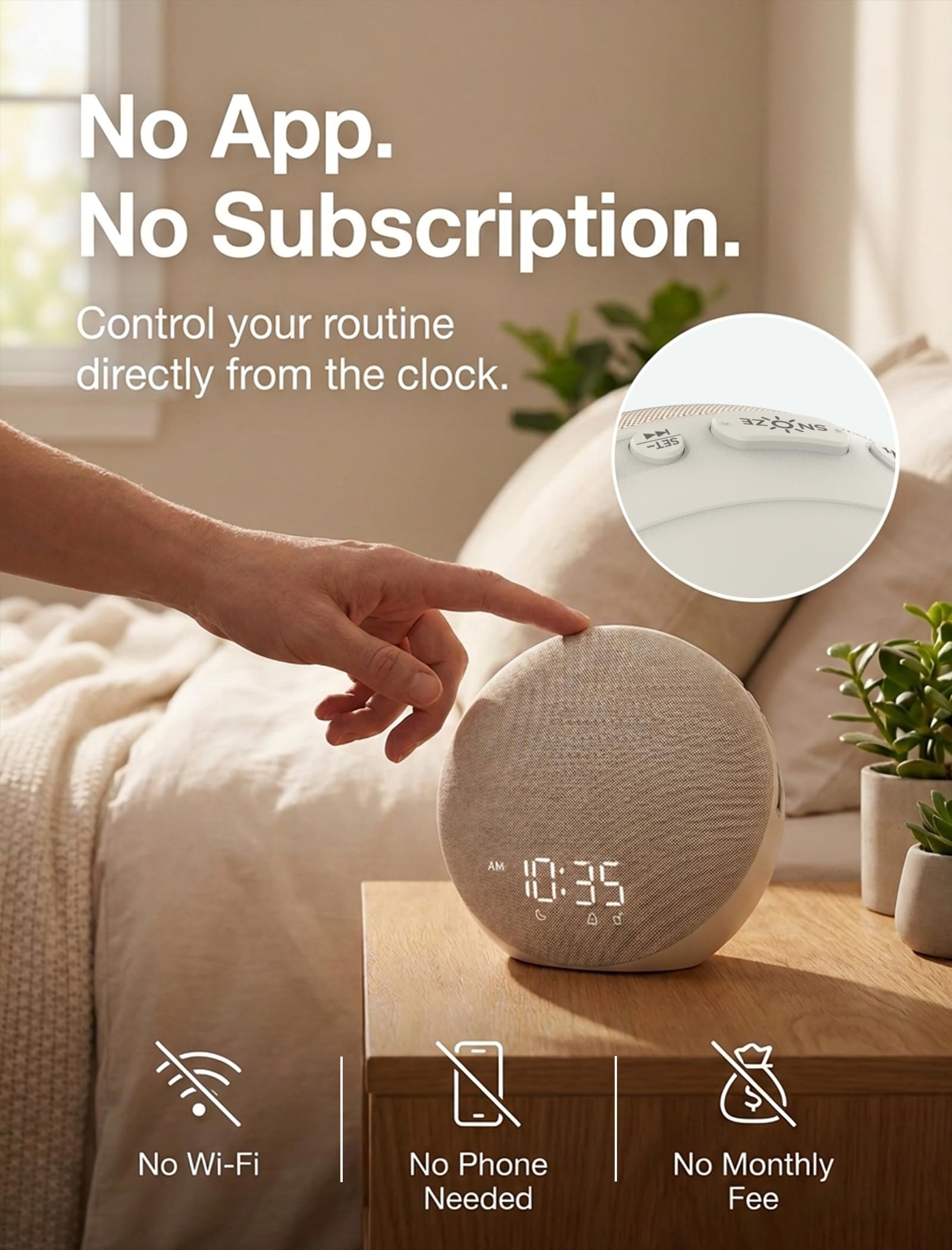 Odokee Reloj despertador Sunrise con máquina de sonido: luz de despertador suave y 7 sonidos de alarma para dormitorio, 3 modos de despertar y 32 niveles de volumen para masilla matutina sin estrés