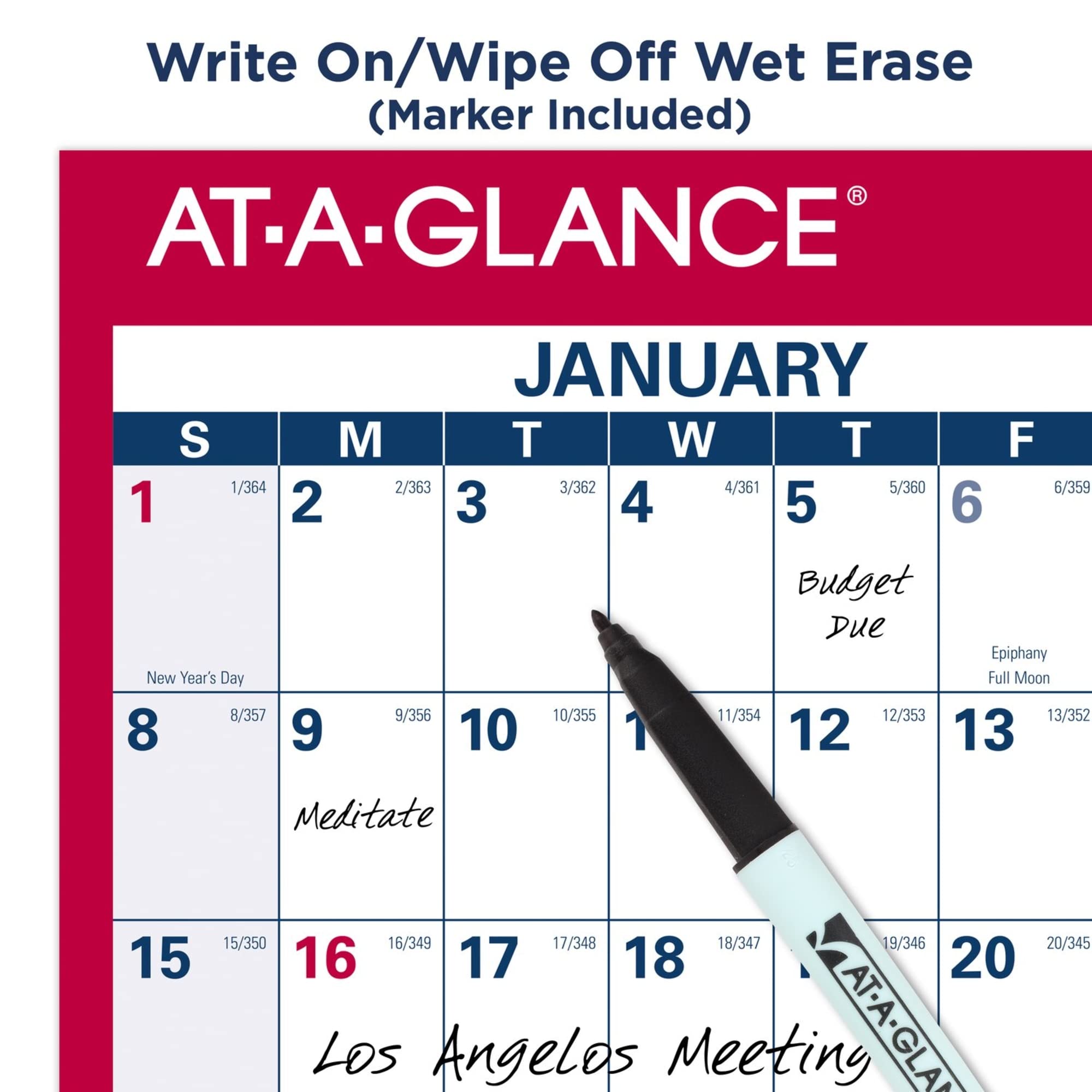 AT-A-GLANCE Calendario cancellabile 2023, agenda da parete cancellabile a secco, 12 "x 17", piccolo (PMLM0228)
