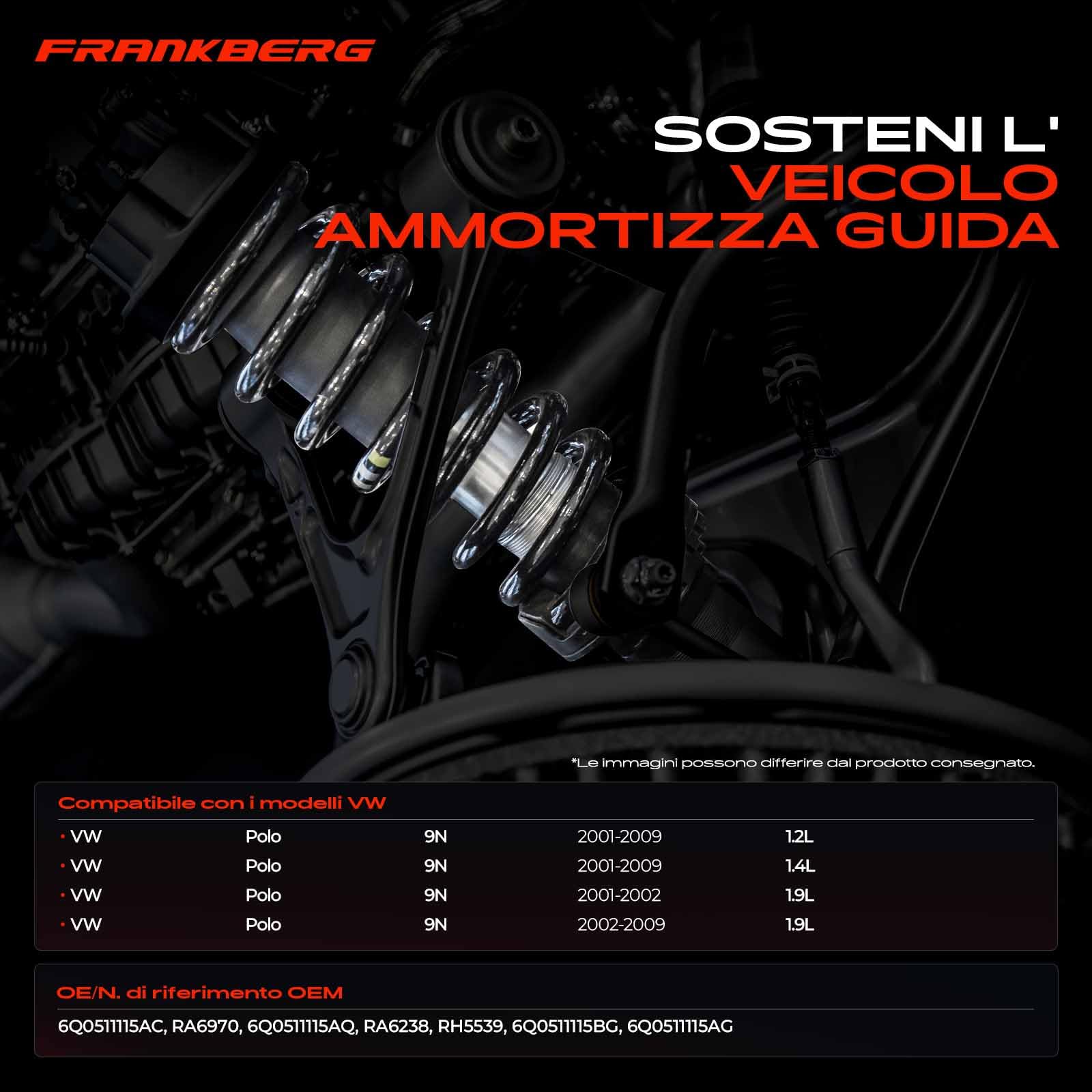 Frankberg 2x Molle autotelaio Molle sospensioni Compatibile con Polo 9A 9N 1.4 16V 1.2 1.2 12V 1.4 TDI 1.9 TDI 1.4 FSI 1.9 SDI 2001-2009 Replace# RH5539,6Q0511115AQ
