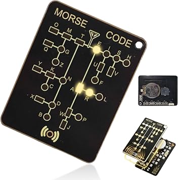 Morse Code Trainer Card Pro, Portable Interactive LED Telegraph Trainer with Signal Buttons, Audio Visual Feedback & Record Playback Function for Adult Encryption and Morse Learning-1PC