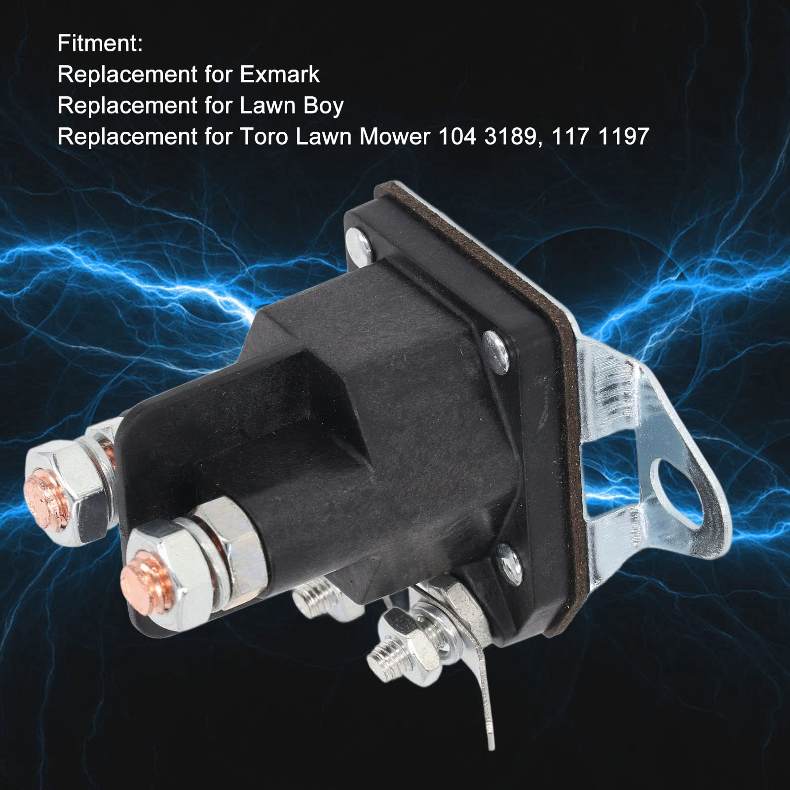 Starter Solenoid Relay, Mower Starter Solenoid with 2 Hole Bracket, Lawn Mower Solenoid for Lawn Mower