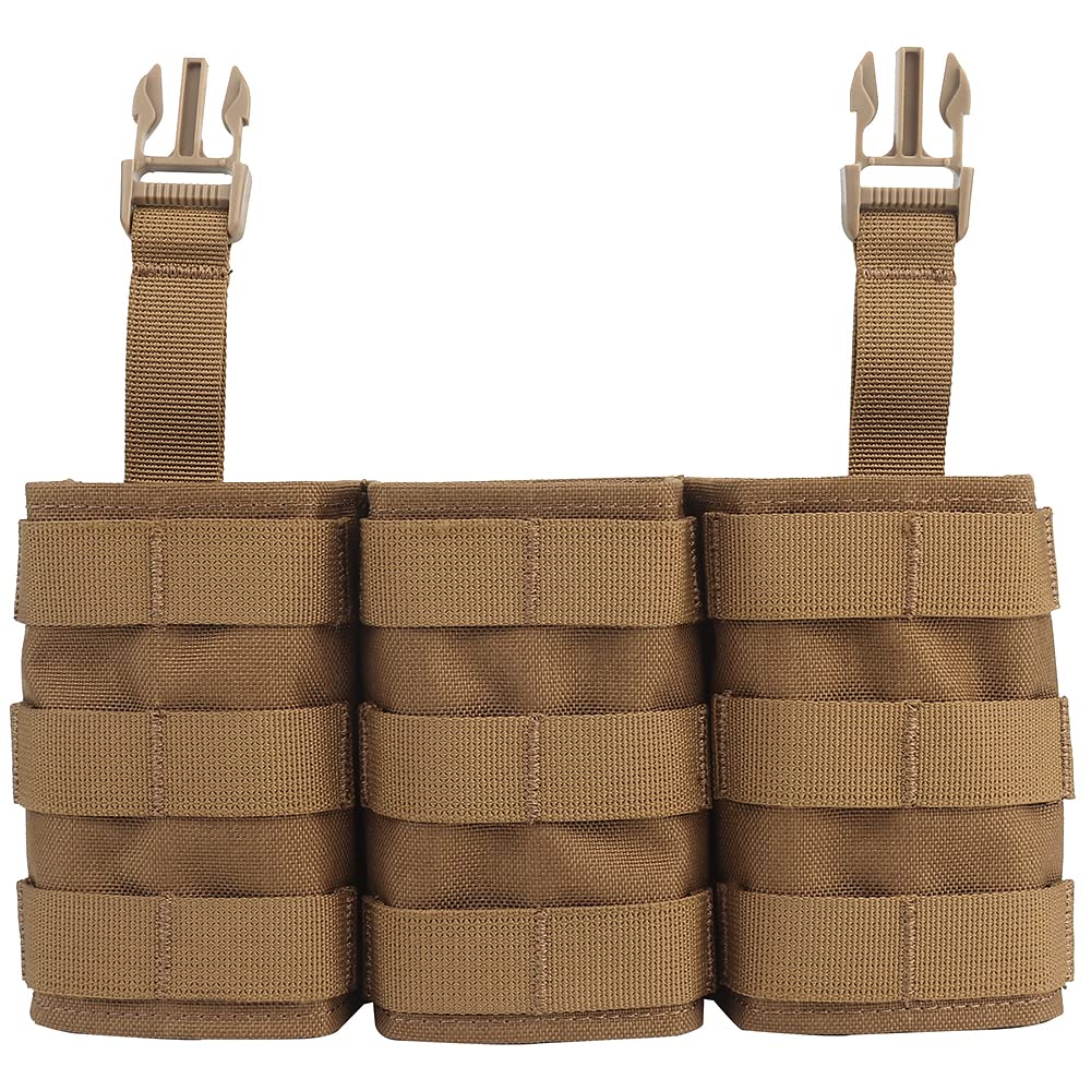 5.56 Triple Mag Pouch Tactical Placard with Nylon Mag Carrier Clip for Chest Rig