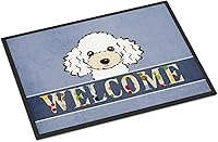 Vista 164 de Caroline's Treasures BB1449JMAT - Tapete de bienvenida de carlino negro, 24 x 36 pulgadas, tapete azul para puerta delantera, para interiores