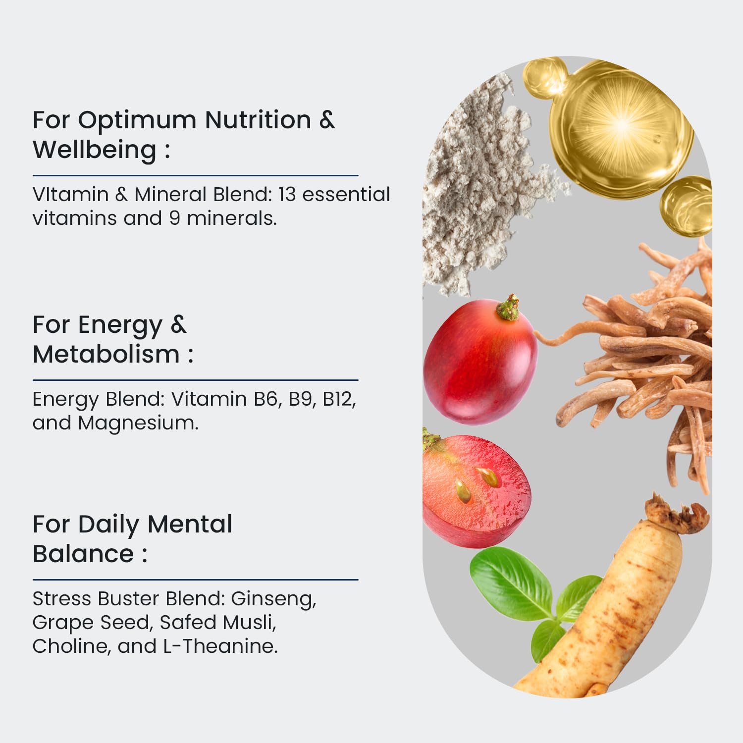 Neuherbs Multivitamin Tablets for Men 60 Count |True Vitamin Men Multivitamin with Ginseng, Vitamin C, B12, D, Magnesium,Iron & Zinc | Supports Sports Performance,Energy, Immunity, Stamina & Heart Health — Amazon image 4
