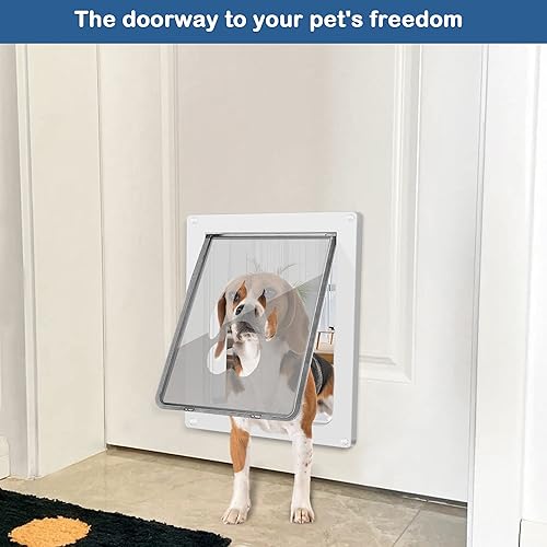 Miniatura 2 de CEESC Puerta para perros de hasta 45 libras, puerta resistente a la intemperie para gatos y perros, duradera, panel de cierre a presión incluido,