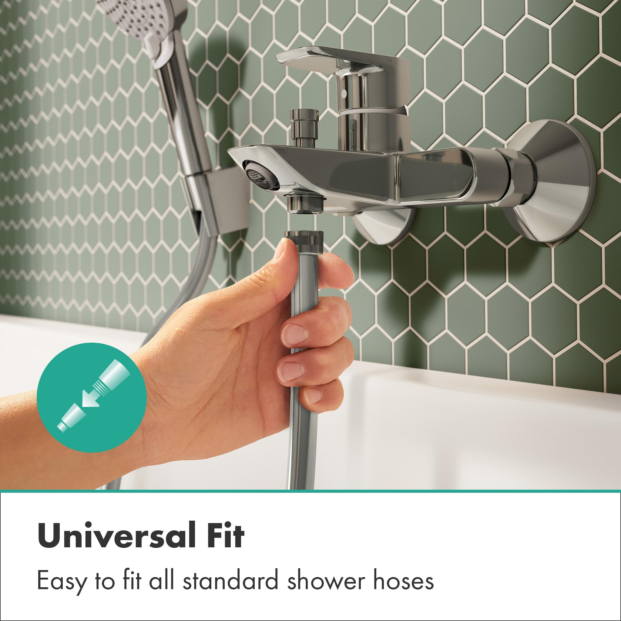 hansgrohe Neovis Q - bateria wannowa natynkowa dla 2 odbiorników, bateria mieszakowa wanna z wylewką długość 15,1 cm, bateria jednouchwytowa, chrom, 71481000