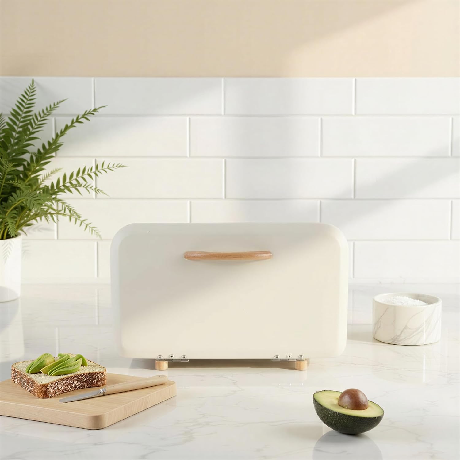 Bloomingville Metal Bread Box, Natural and White