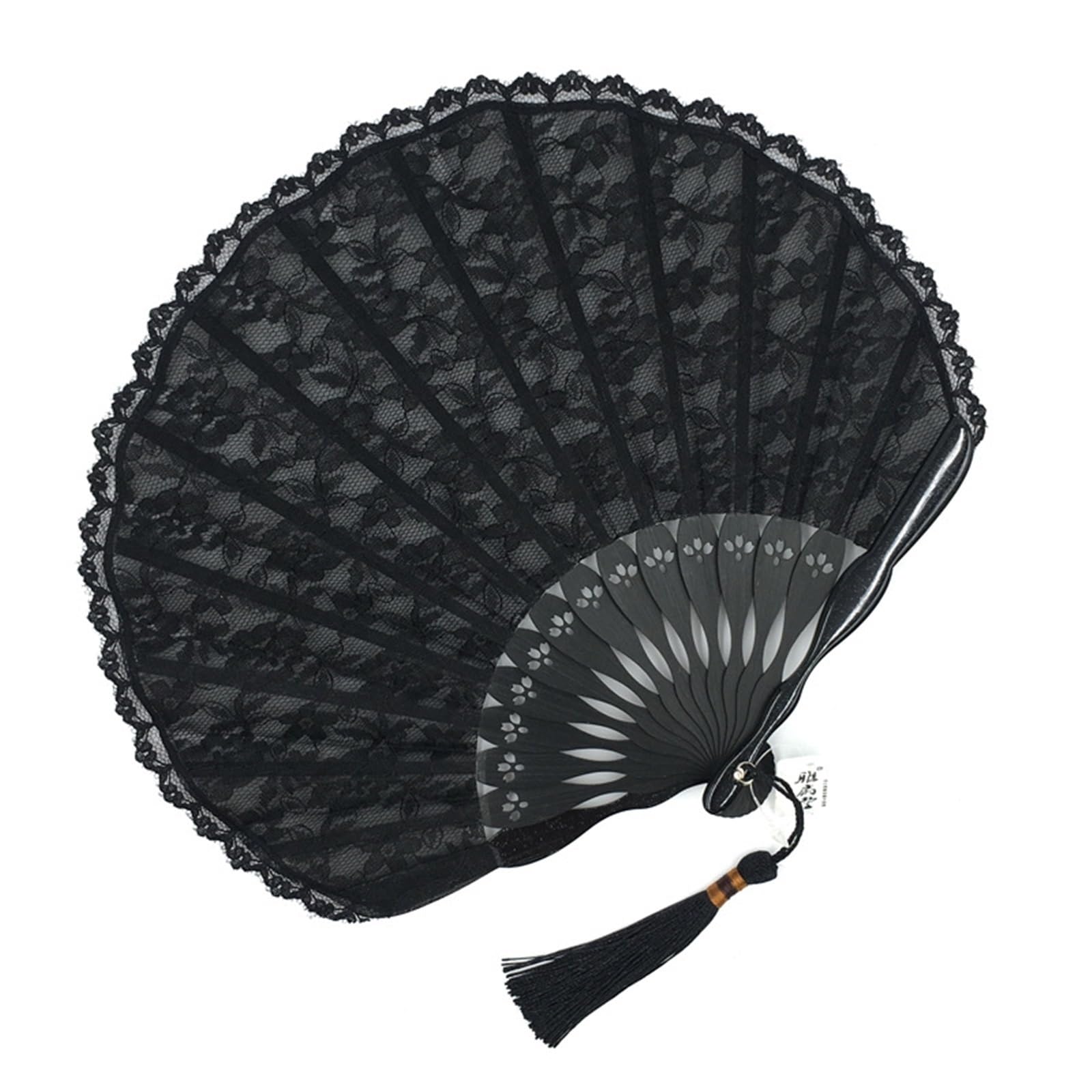 SXTYYH Hand Fans for Women Foldable, Reusable Chinese Japanese Vintage Bamboo Lace Shell, Dance Decorations Festival Gift, Folding Handheld Fan(Black)