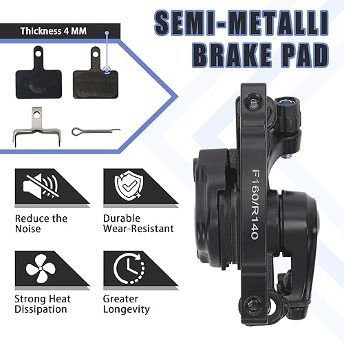Miniatura 4 de BUCKLOS Kit de freno de disco para bicicleta de montaña, MTB mecánica línea tracción de frenos de disco pinza con palancas de aleación de