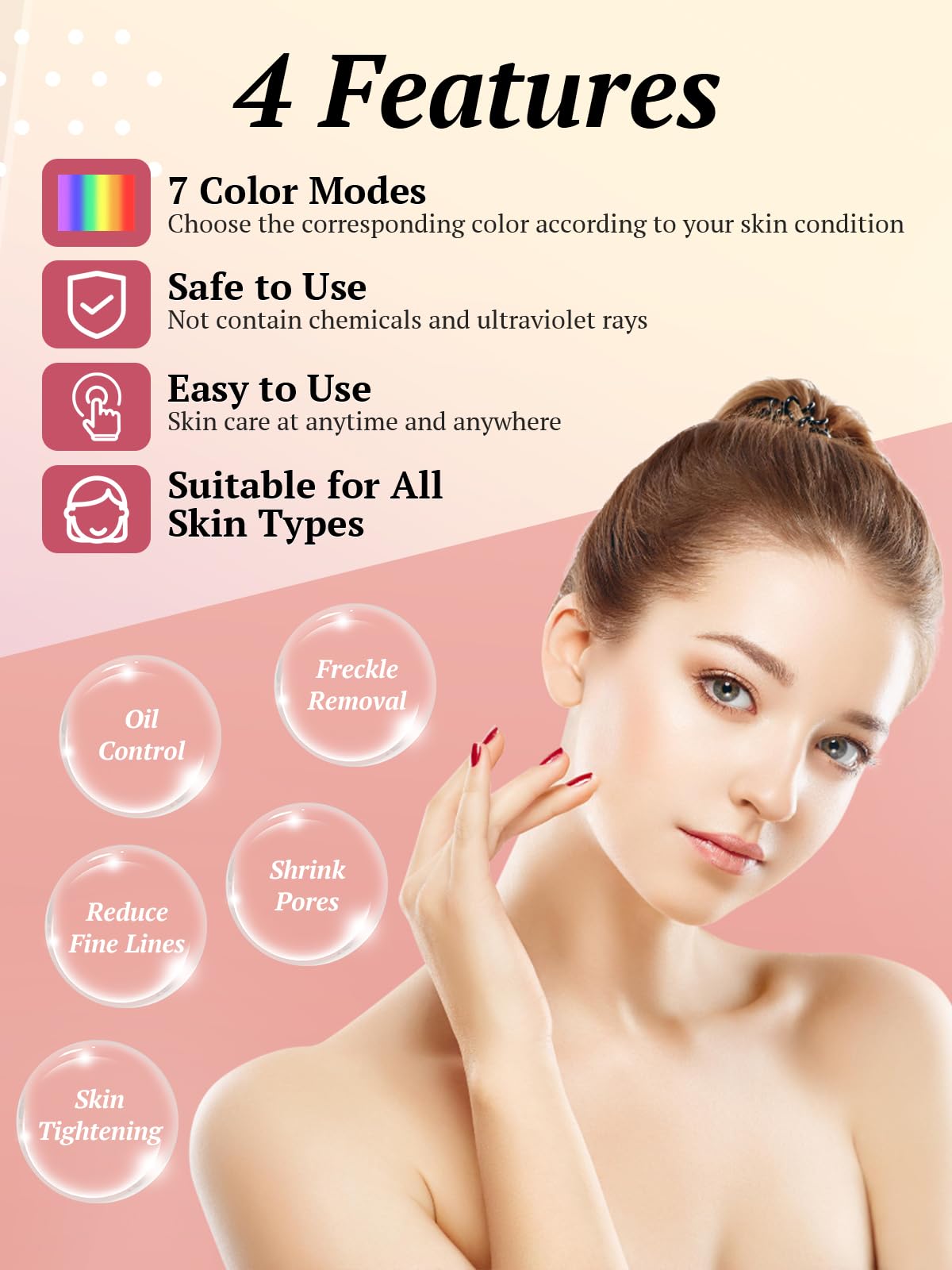 Deciniee Masque LED Visage Luminothérapie: 7 Couleurs Masque Facial LED Pour Anti-Âge Les Soins de La Peau