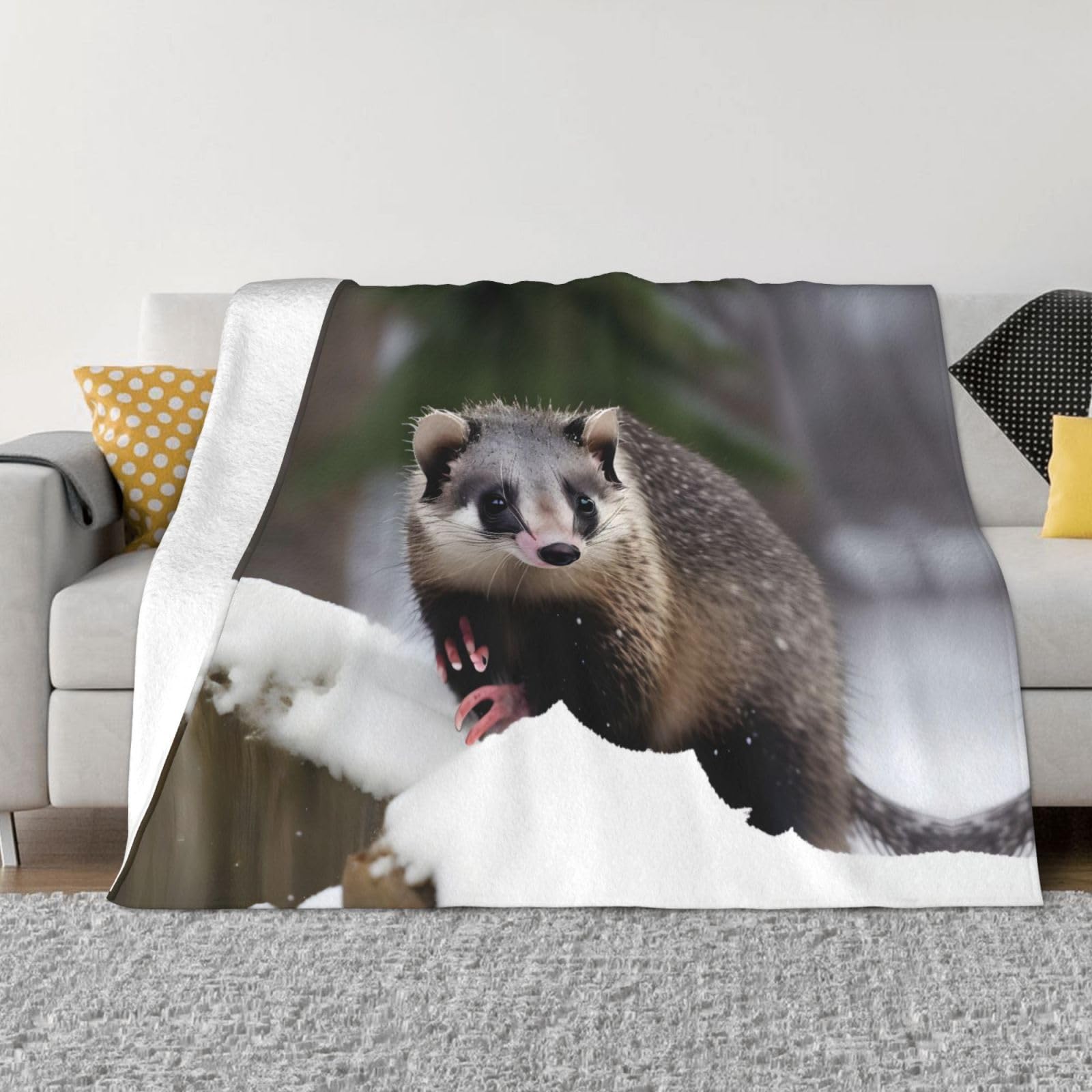 Coperta in pile con stampa a forma di cane carlino per letto, divano