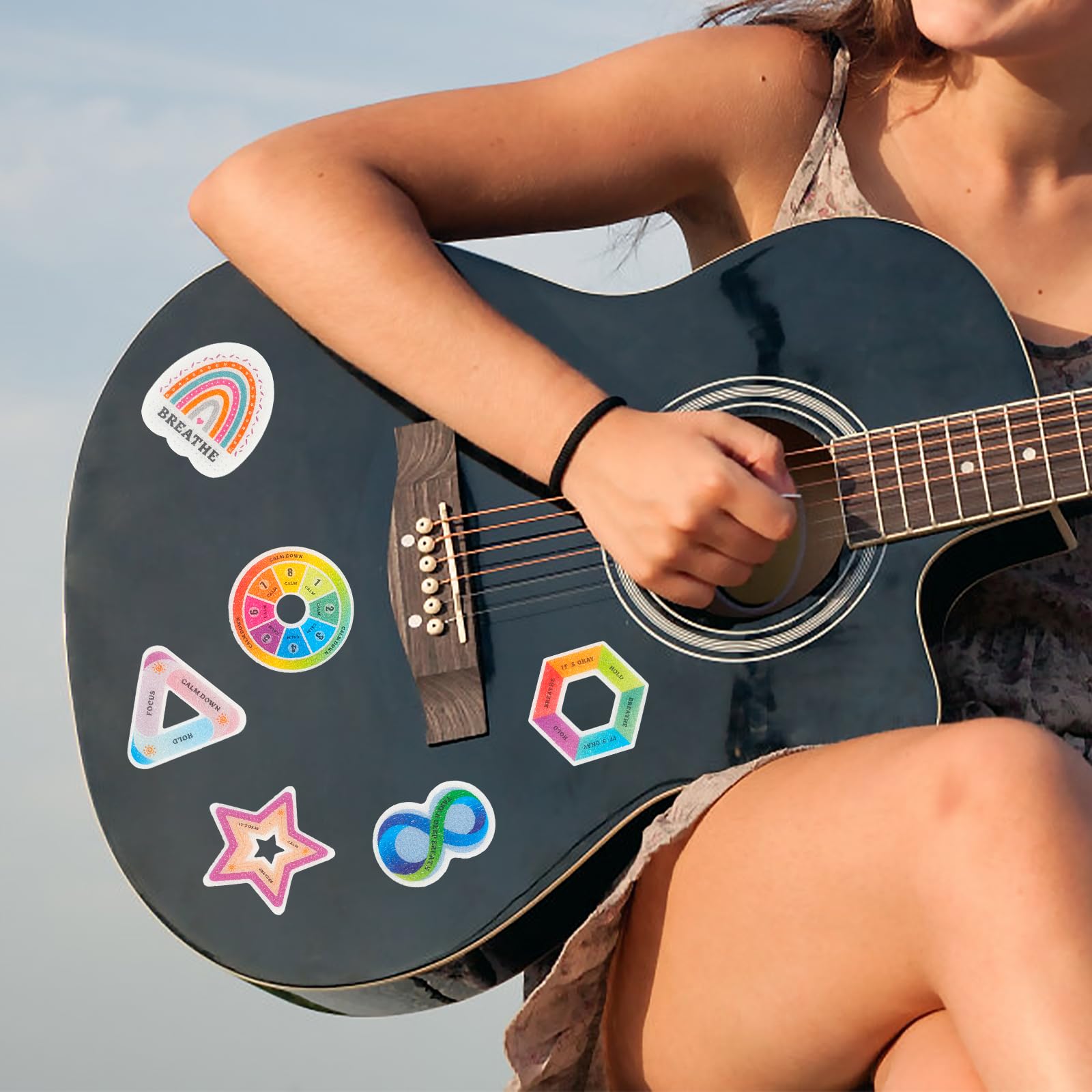 Echehi 6 pezzi Fidget Toys per Bambini e Adulti, 10 Diversi Tattili e Visivi per Alleviare L'ansia, Pietra Sensoriale in Silicone con Fori per un Facile Trasporto
