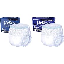 LivDry Adult Incontinence Underwear, Extra Absorbency with Overnight Comfort Bundle - -Large, Bag