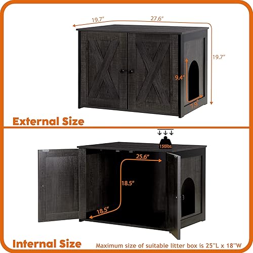 Miniatura 5 de Dwanton Gabinete para Caja de Arena, Muebles para Caja de Arena de Gatos Oculta, Entrada Reversible Puede Estar en el Lado Izquierdo o Derecho, Baño