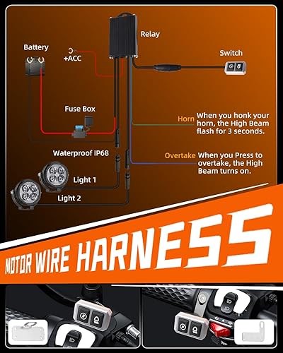 Miniatura 7 de CO LIGHT Luces antiniebla para motocicleta de 3.5 pulgadas con haz ámbar DRL Hi-Lo, 9 modos de flash, luces auxiliares para motocicleta, IP68 con