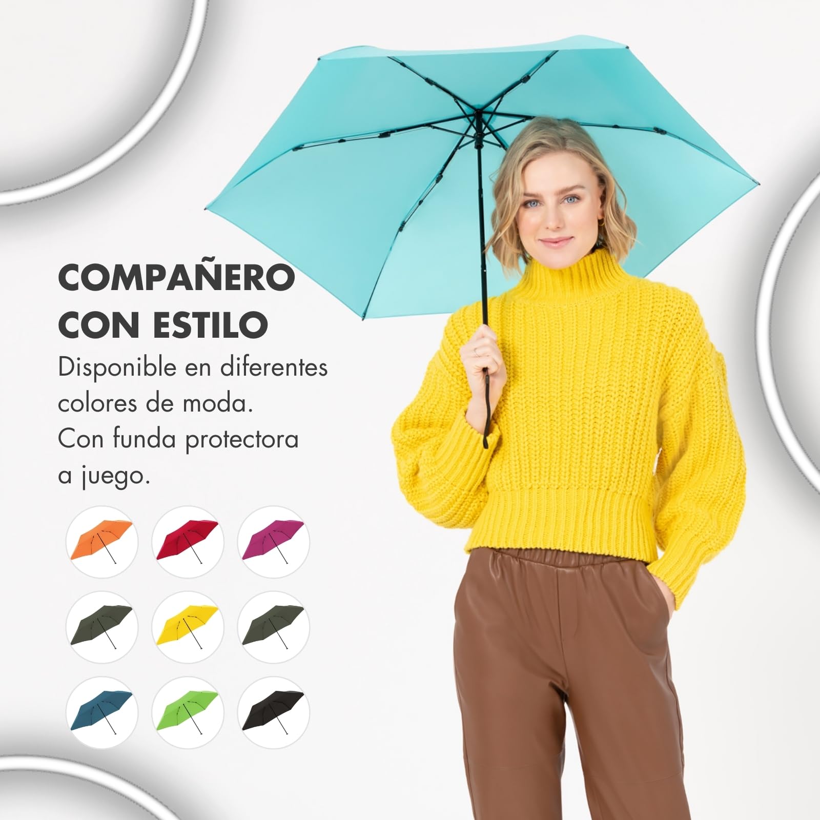 Doppler Zero 99 - Paraguas de bolsillo plano - Pesa solo 100 g - Estable y compacto - Resistente al viento - 21 cm - Para una mejor protección, Simply Black., Medium