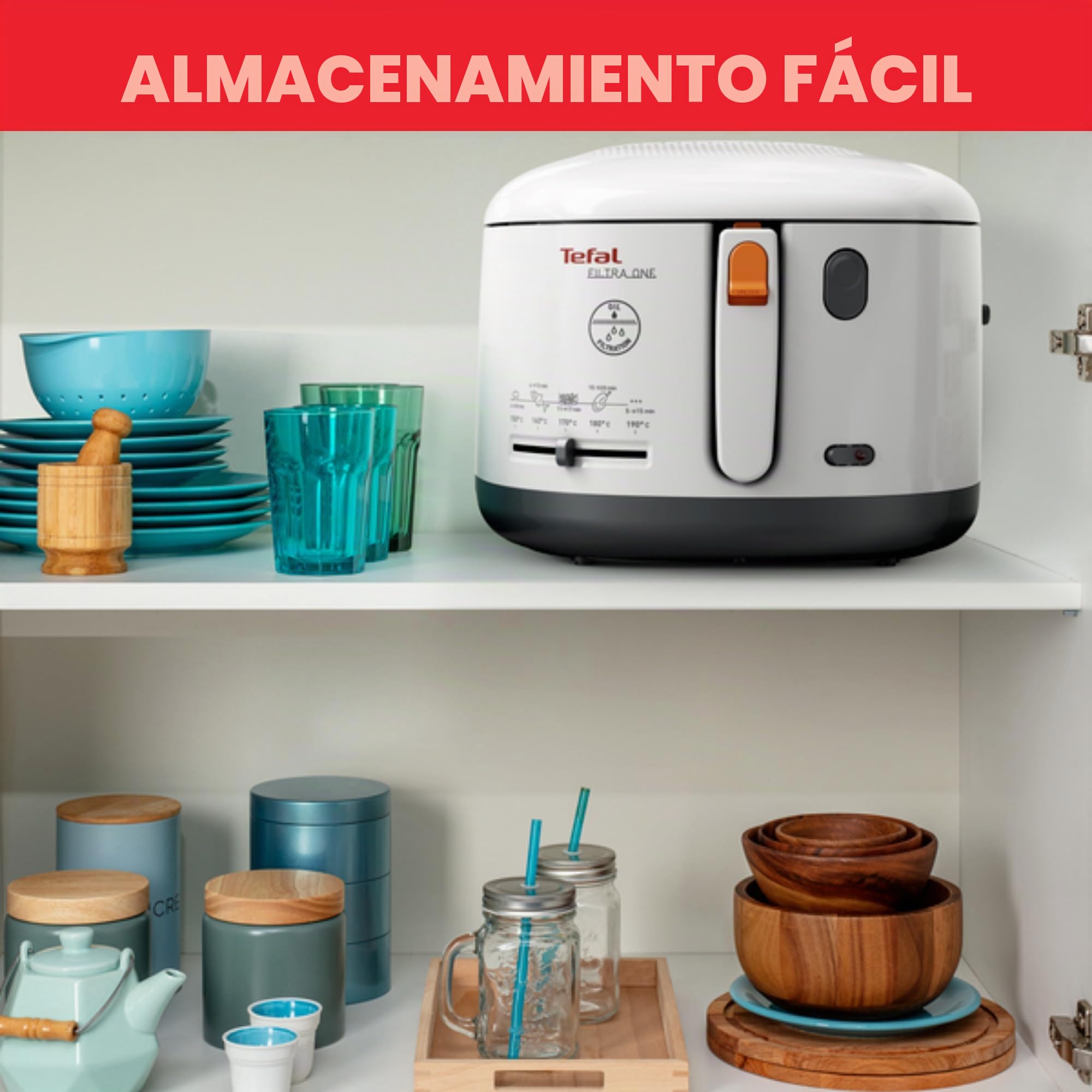 Tefal Filtra One FF1631 Freidora, 1900 W, 1.2 Kilos, Aluminio, Blanco