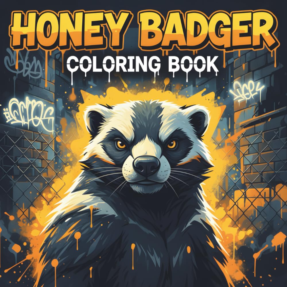 Honey Badger Coloring Book: 52 pages of bold and funny illustrations for stress relief and creativity