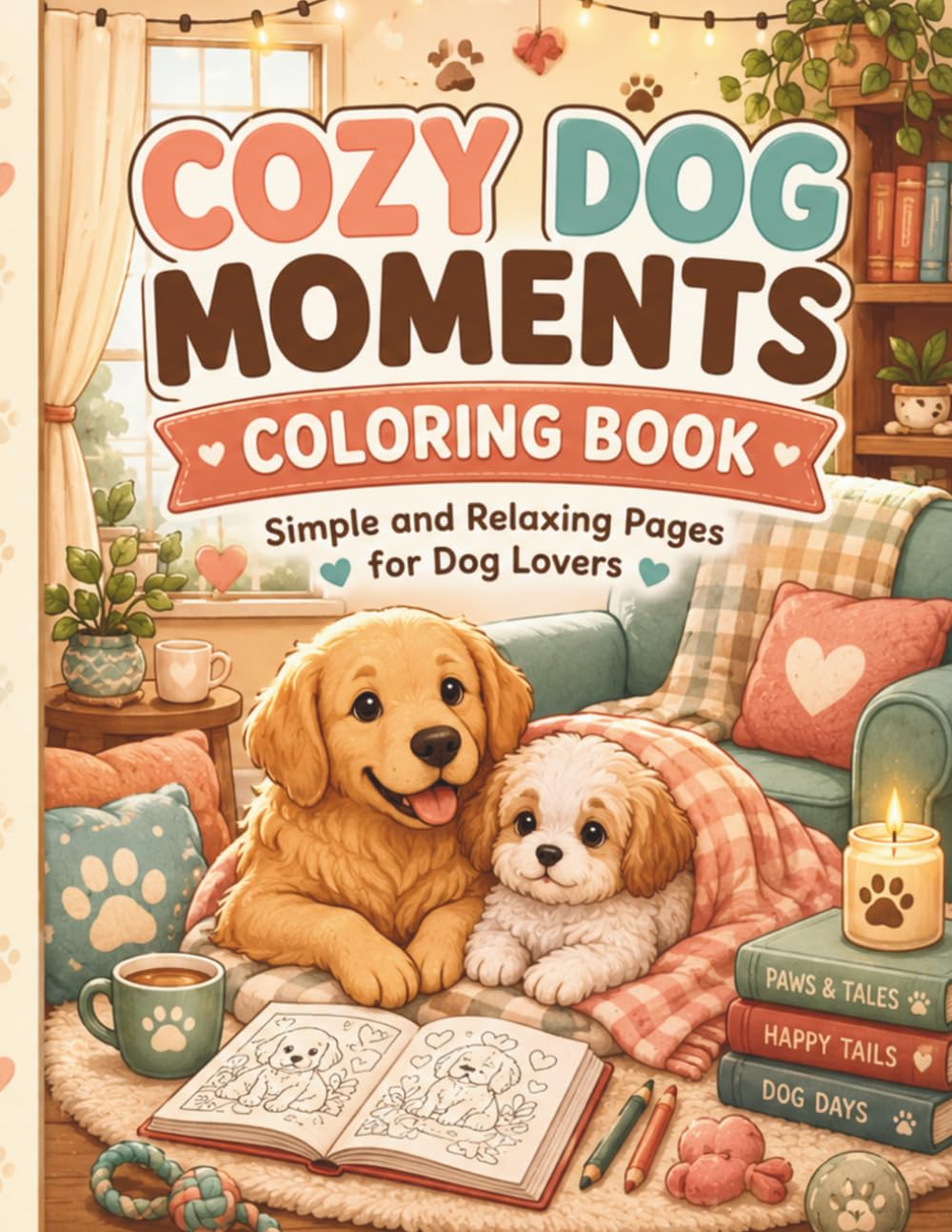 COZY DOG MOMENTS: COLORING BOOK: Simple and Relaxing Pages for Dog Lovers