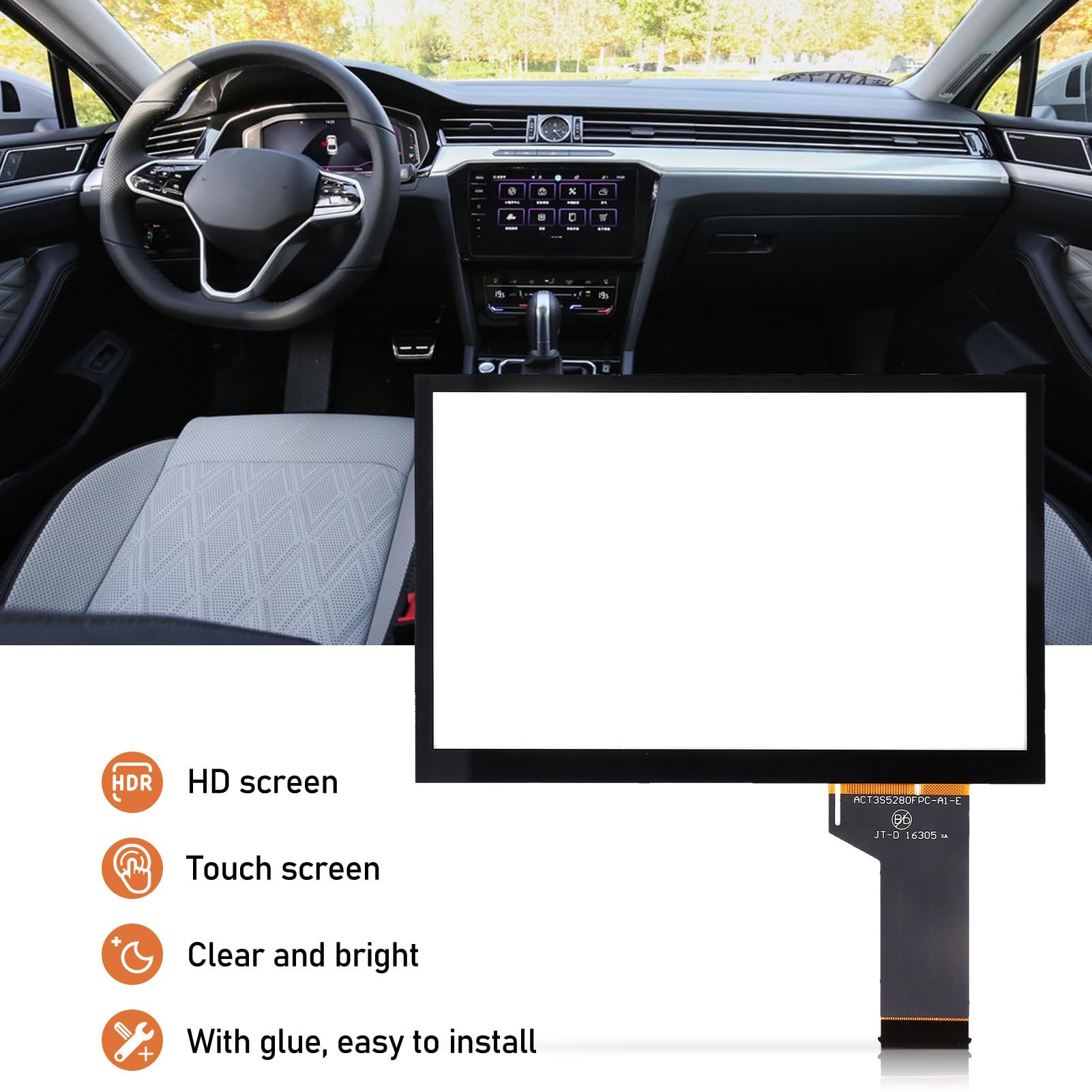 Samochodowe Szkło z Ekranem Dotykowym, Samochodowy Ekran Dotykowy LCD Digitizer TDO‑WVGA0633F00039 CD DVD z Ekranem Dotykowym Zamiennik dla MIB