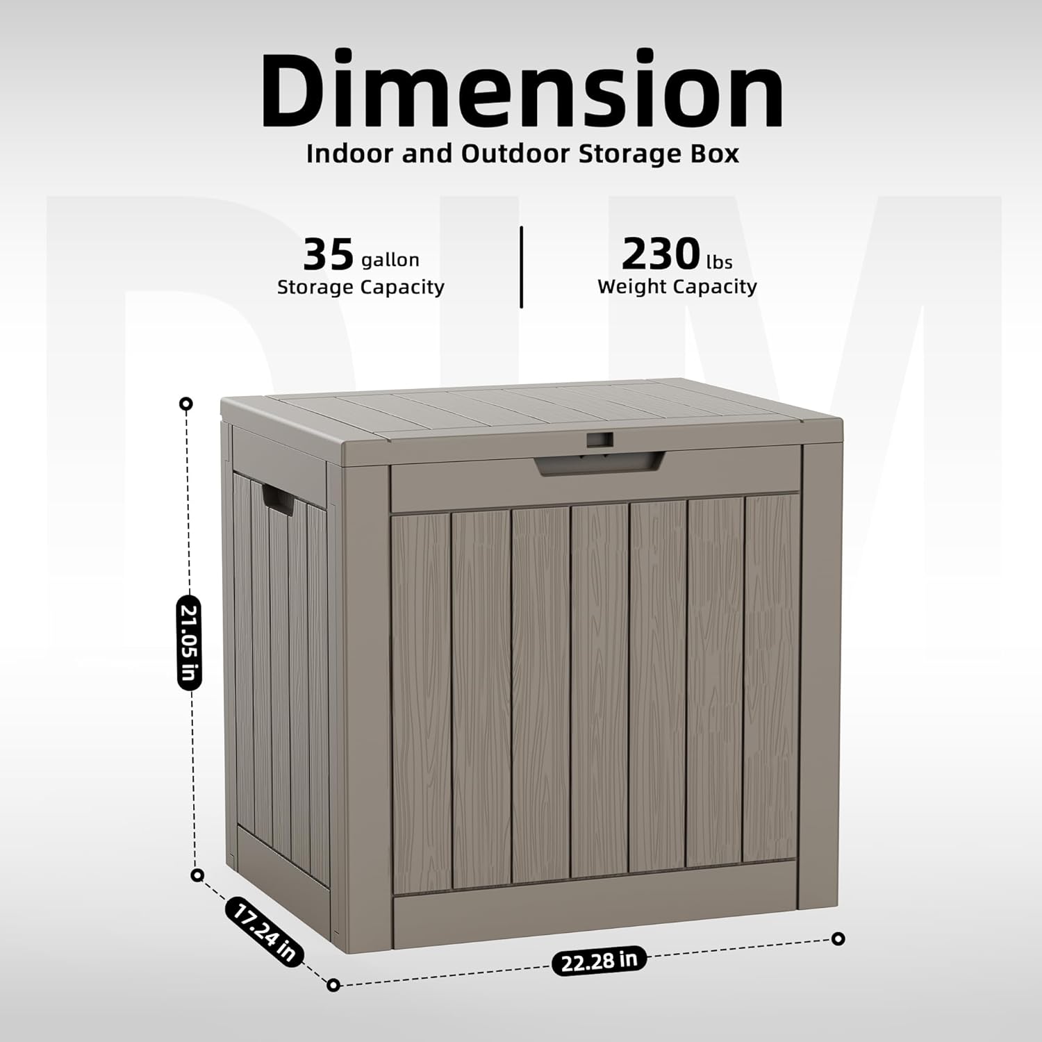 EasyUp 35 Gallon Outdoor Storage Box, Outdoor Deck Boxes for Garden Tools Equipment,Cushions and Patio Storage,Lockable and Resin,Easy to Install(Grey)