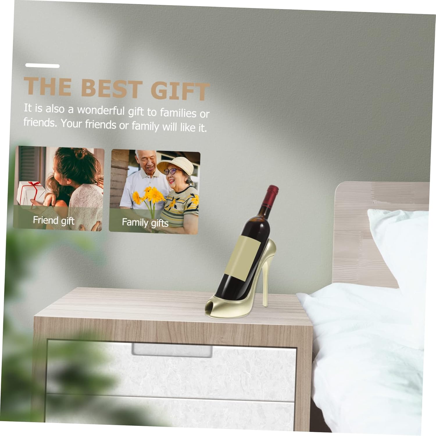 Cabilock Shoe Wine Holders for Table High Heel Wine Bottle Rack Creative Resin Bottle Shelf