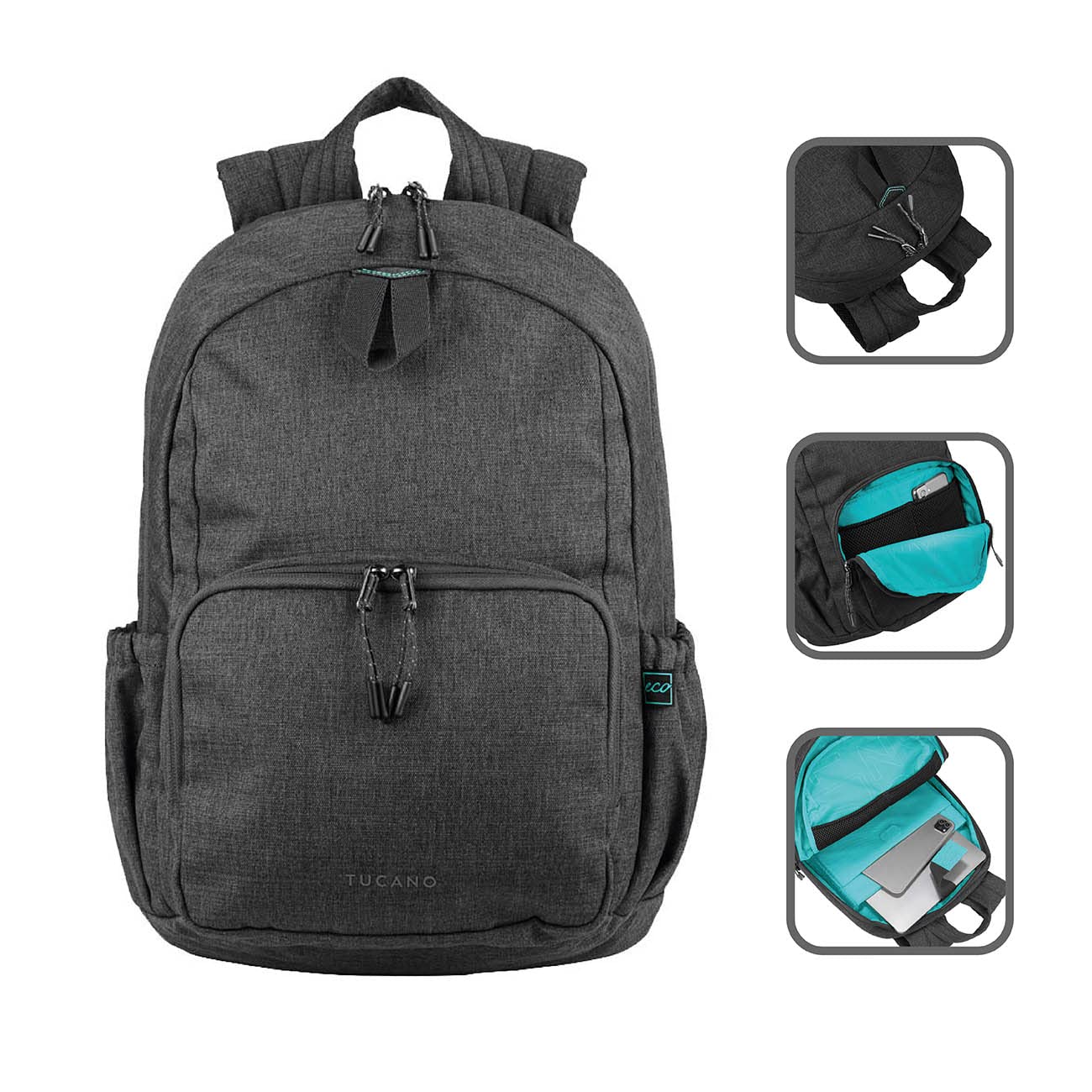 Tucano - Bit Zaino porta PC compatibile con Laptop 15.6 pollici e MacBook Pro 16". Capiente da Ufficio e Università. Imbottito e Protettivo per Laptop e Tablet, Adatto per Uomo e Donna