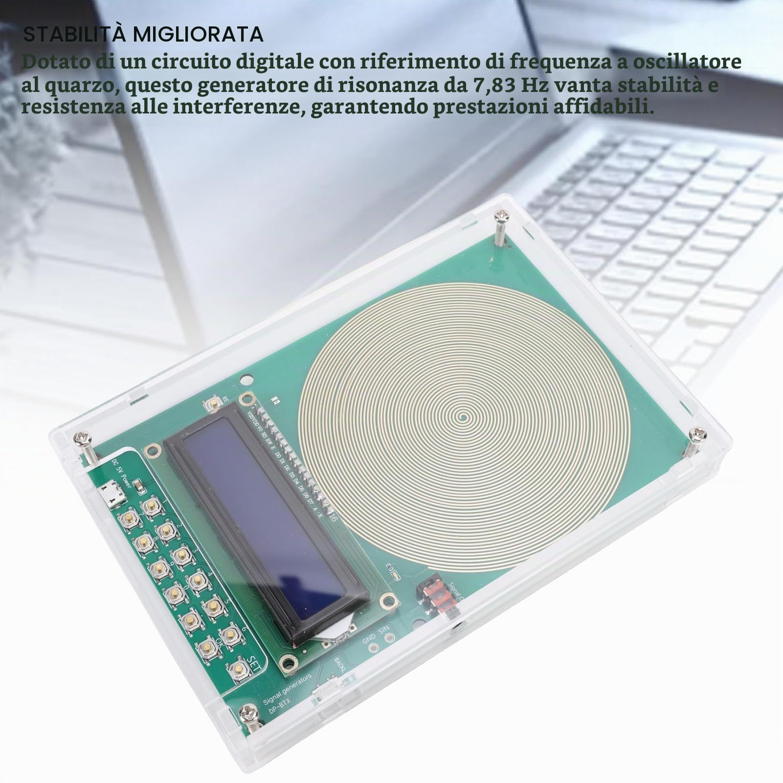 Generatore di Frequenza Regolabile, per la Guarigione da 0,1 Hz a 30.000 Hz, Generatore di Risonanza 7,83 Hz, Generatore di Segnale Sinusoidale Alimentato Tramite USB C