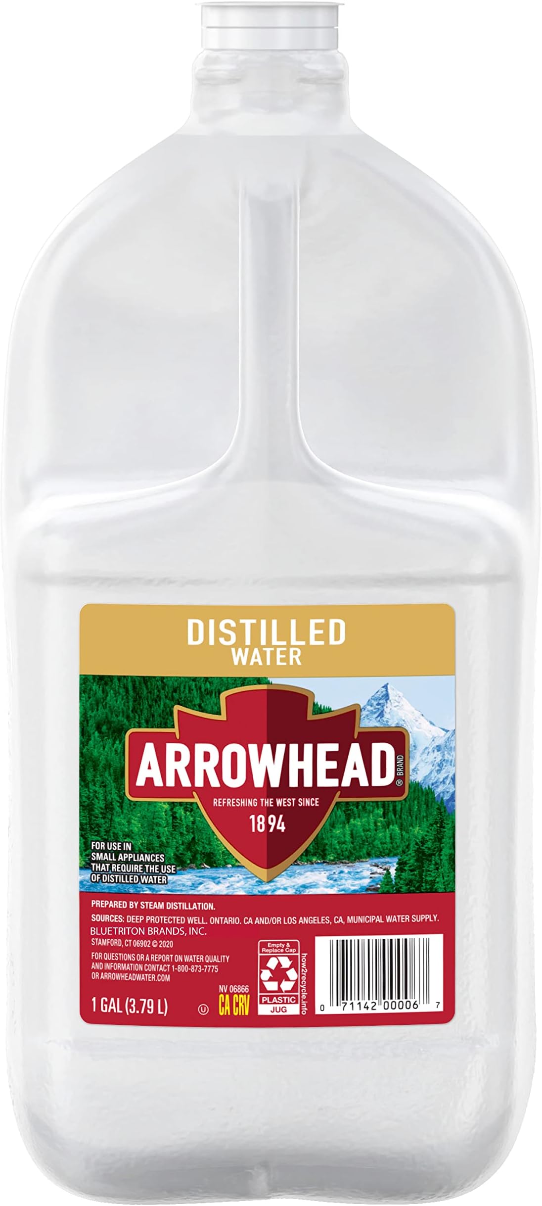 Arrowhead Brand Distilled Water, 1 Gallon Plastic Jug