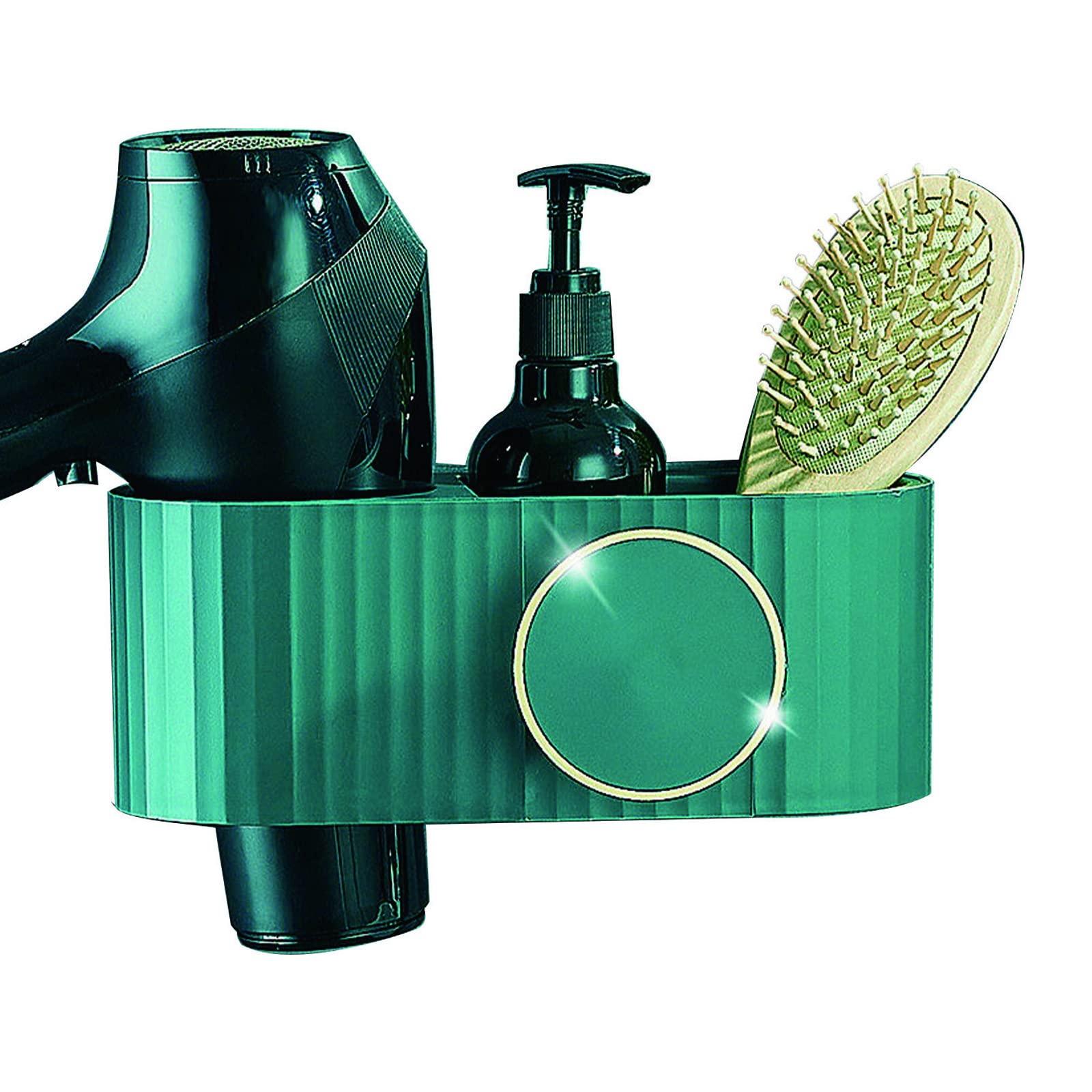 Soporte para secador de pelo Soporte para estante montado en la pared Soporte para colgar Plancha Organizador Almacenamiento por soplado con estante de almacenamiento para baño Soporte para secador