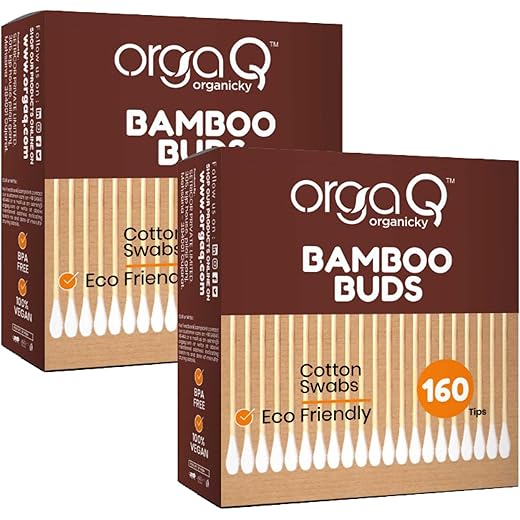 Orgaq Bamboo Ear Buds + Cotton Swabs Pack of 2