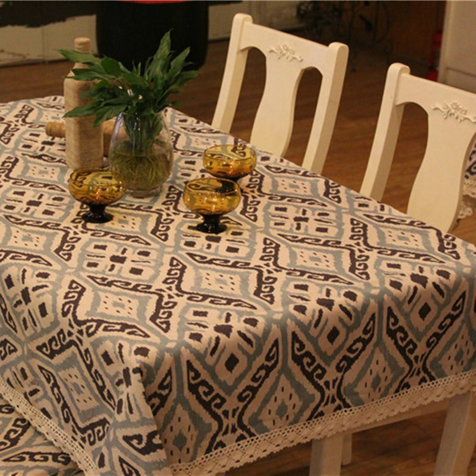 Nappe De Table Molletonnée Nappe Cuisine Toile Ciree Plaid Losange Nappe De Tables Nappes De Fête pour Enfants Blanc Bleu Décoration De Protection De Table 90X140Cm