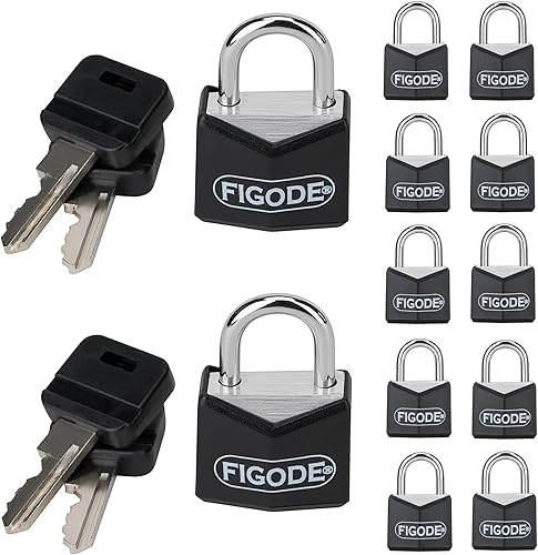 FIGODE Candado pequeño y ligero con llaves grandes, cerradura de aluminio cubierta negra, 34 pulgadas de ancho, candados de equipaje para maleta,