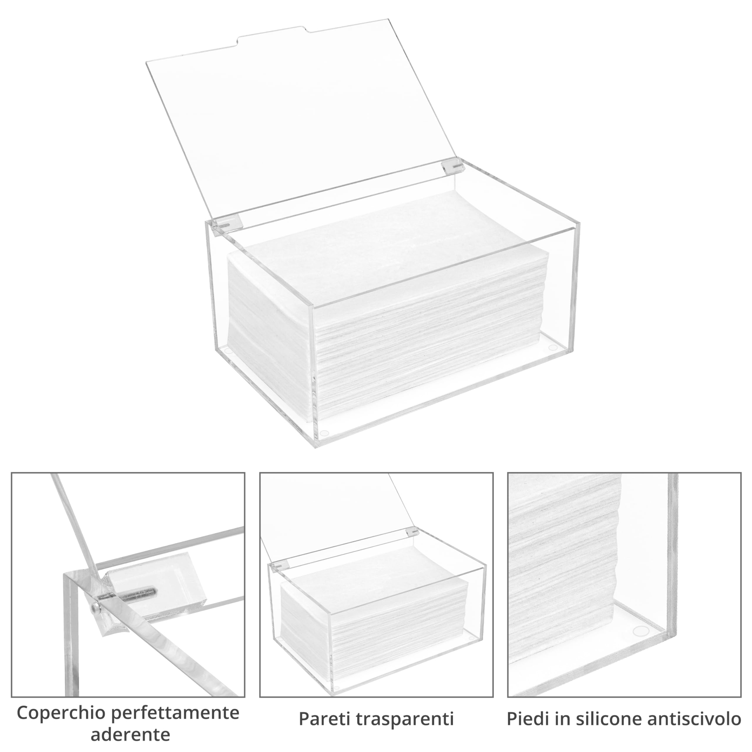 Winter Shore Scatola Organizer Foglietti Asciugatrice - Scatola con Coperchio in Acrilico per Lavanderia, Porta Mollette, Palline Asciugatrice, Capsule - Contenitori Acrilico Capacità Massima 1,8 L