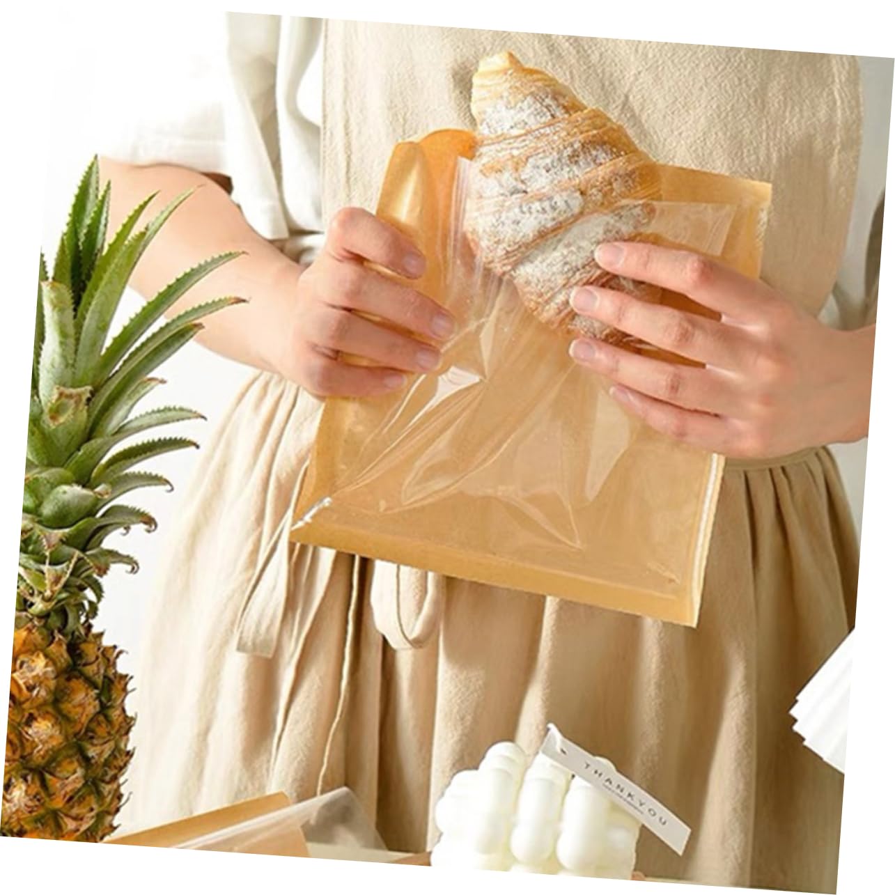 Bolsas de Papel para Pan Marrón 100 Unidades con Ventana