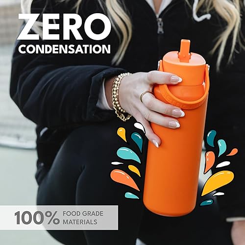 Miniatura 57 de Elemental Botella de agua aislada de 40 onzas con pajilla, botellas de agua con núcleo de acero inoxidable 100% a prueba de fugas para viajes,