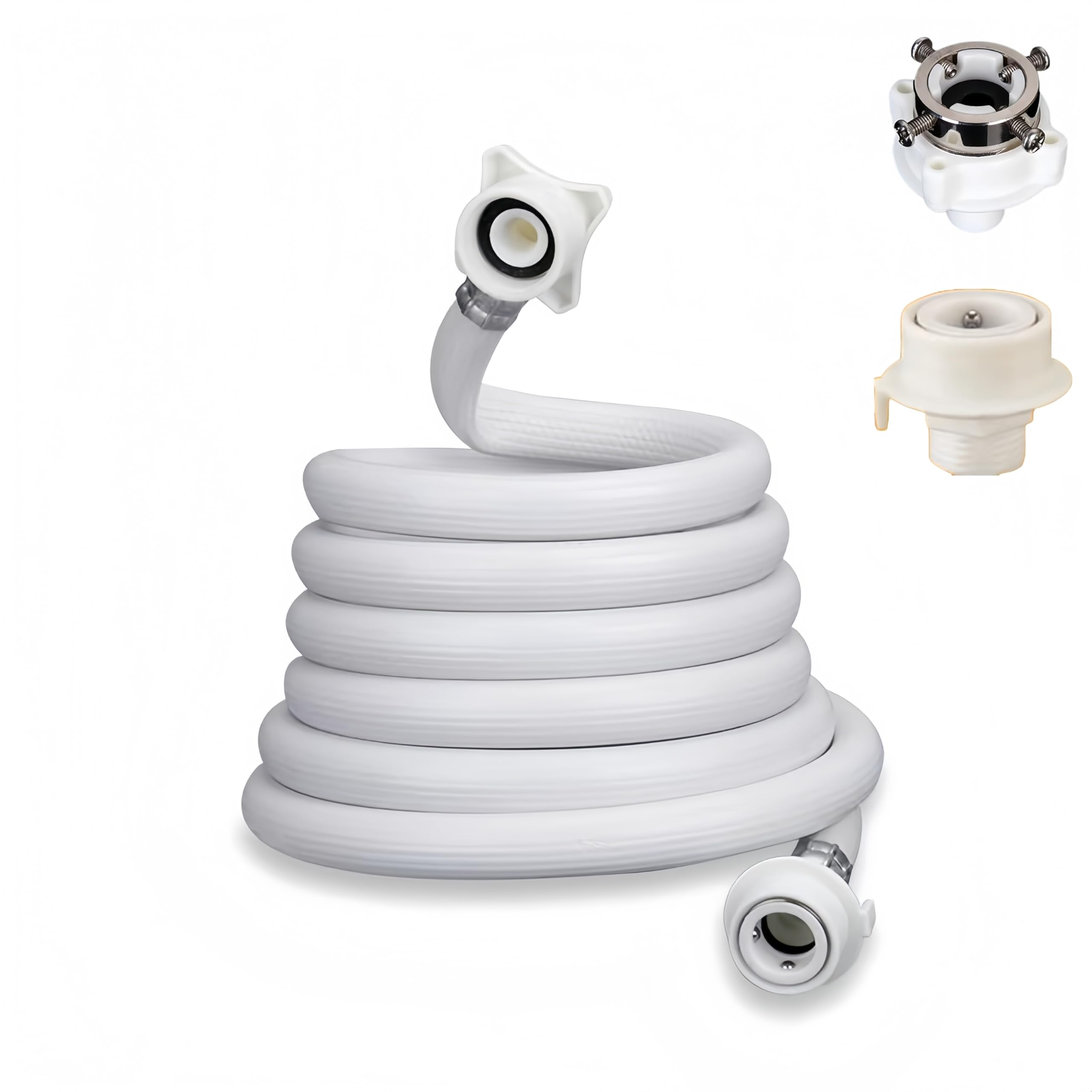 SUIGETSU Manguera de lavadora de 5 pies, línea de suministro de agua de PVC antiestallido con adaptador de conexión rápida y tuercas de latón, ajuste universal para LG Samsung Whirlpool Maytag (59