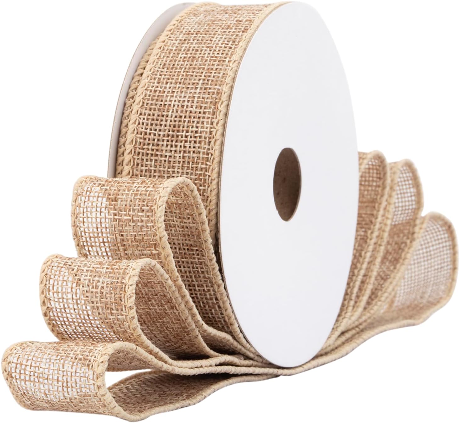 RIBBOOO Natural Burlap Wired Ribbon - 2.5 Inch X 10 Yards, Dark Red Craft Ribbon For DIY