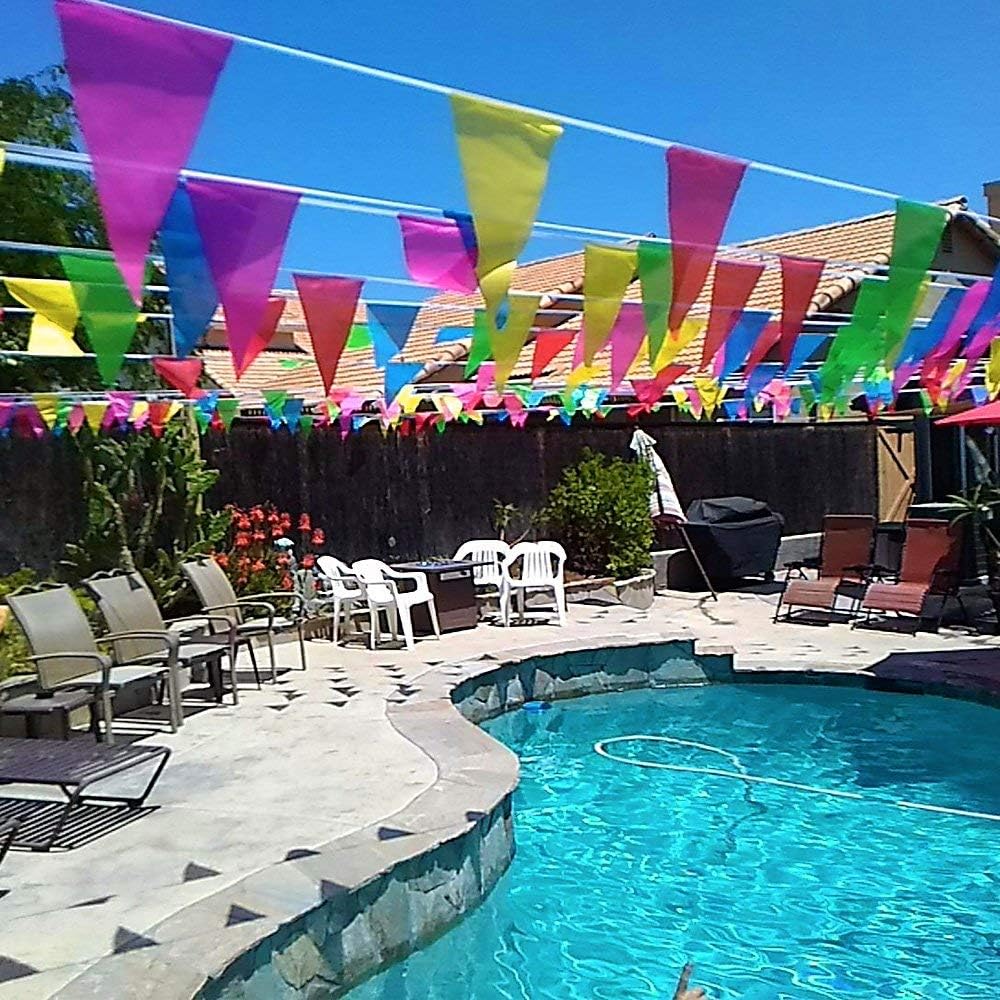 Bunting Banner, 160M Multicolor Nylon Pennant Banners with 300 Large Triangle Flags for Indoor Outdoor Wedding Garden Birthday Party Decoration