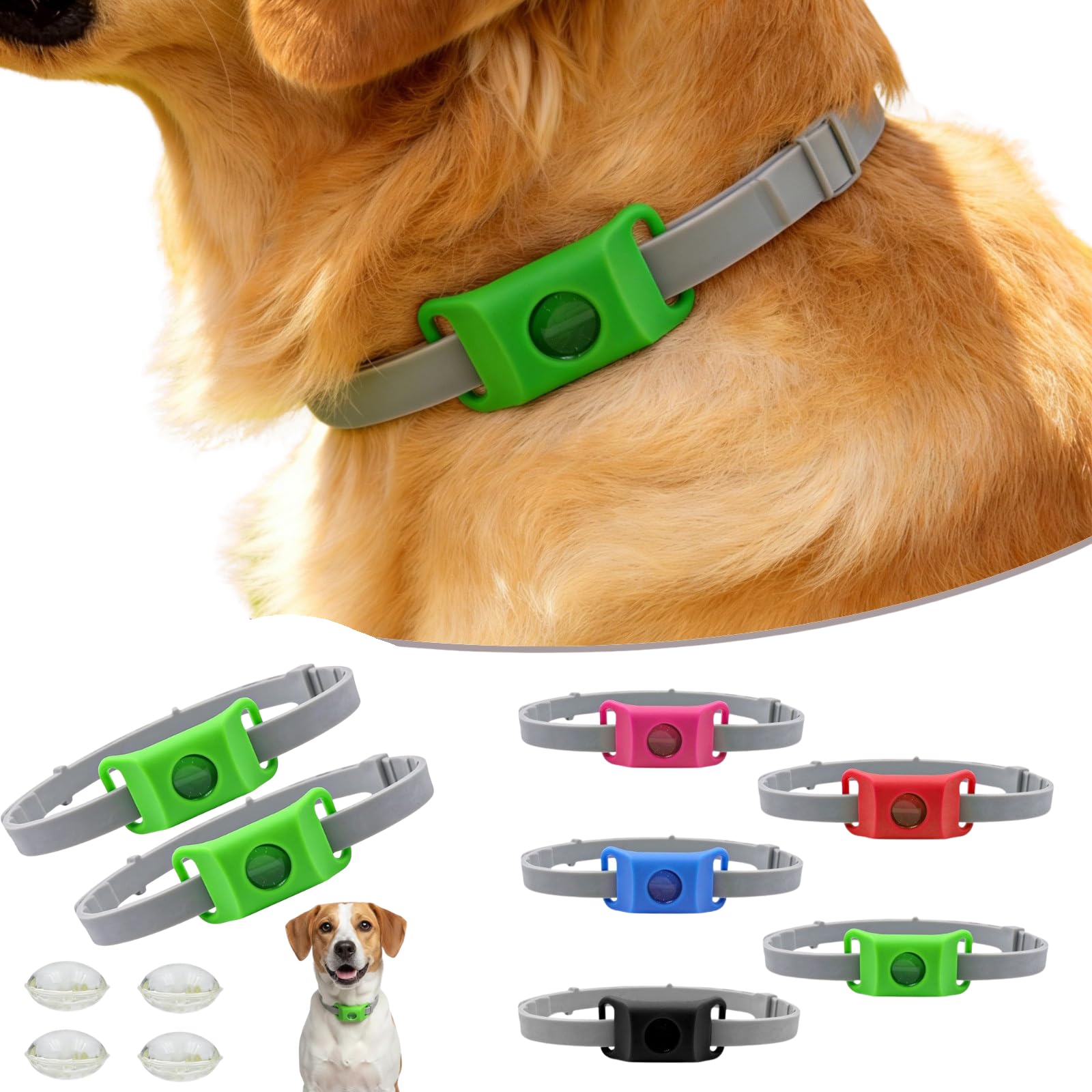 Collar natural para perros – 2 unidades, con aceites esenciales, reutilizable, para perros pequeños y grandes, flexible y ligero