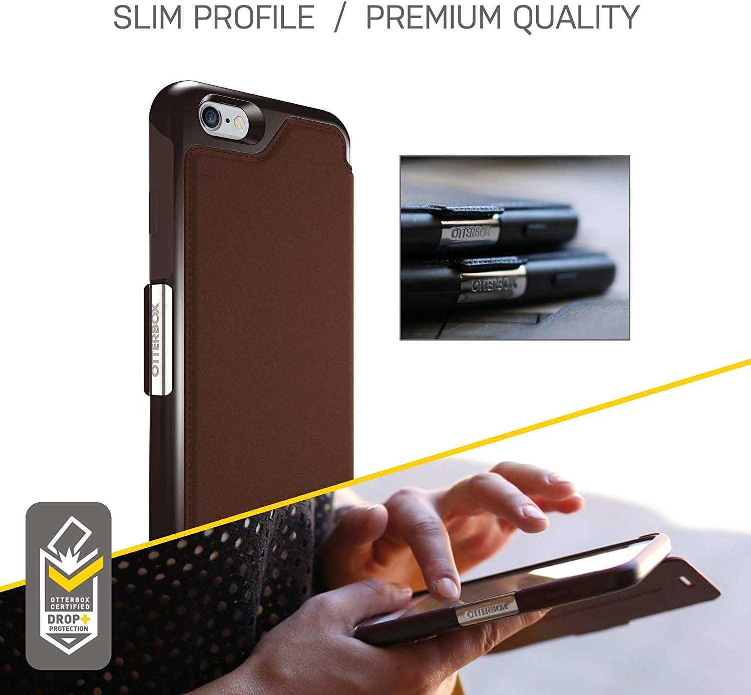 OtterBox Strada Series Leather Wallet Case for iPhone 6/6S - Bulk Packaging - Saddle (Dark Brown/Brown/Brown Leather)